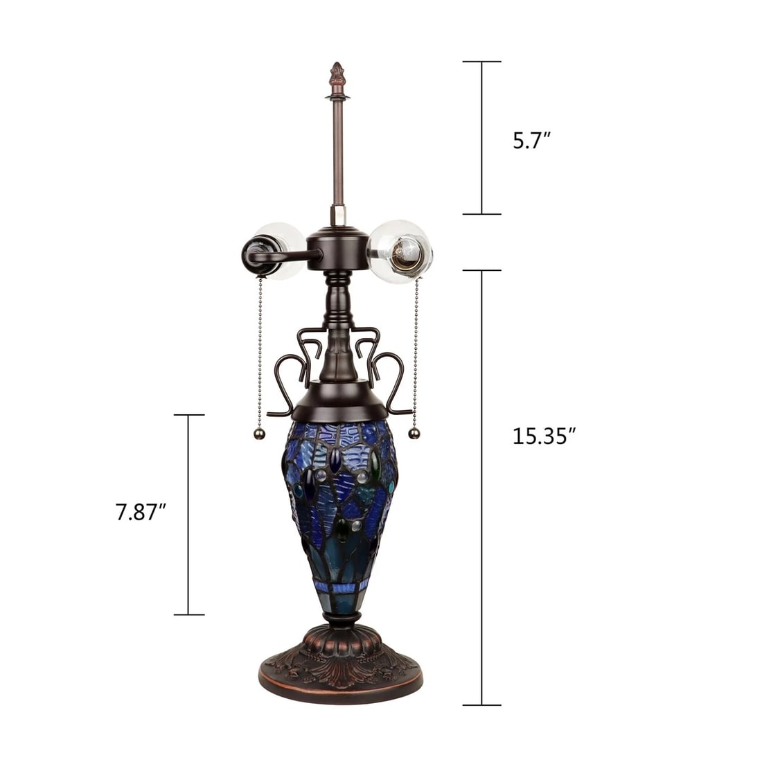23" Stained Glass Dragonfly Lighted Base Table Lamp - 8