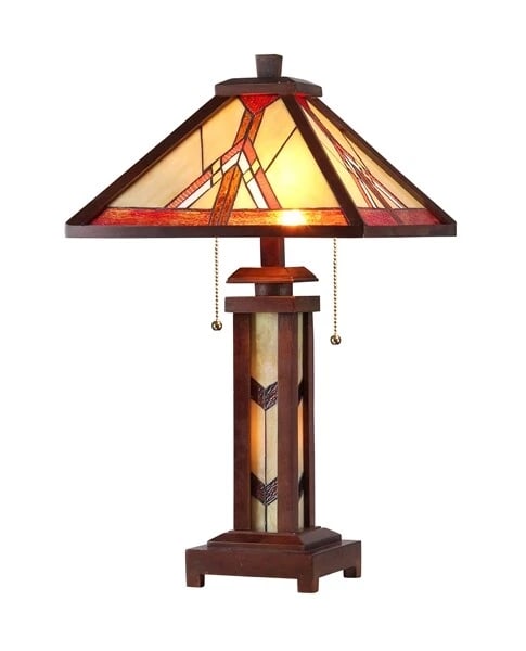 25.6" Stained Glass Wood Mission Table Lamp - 2