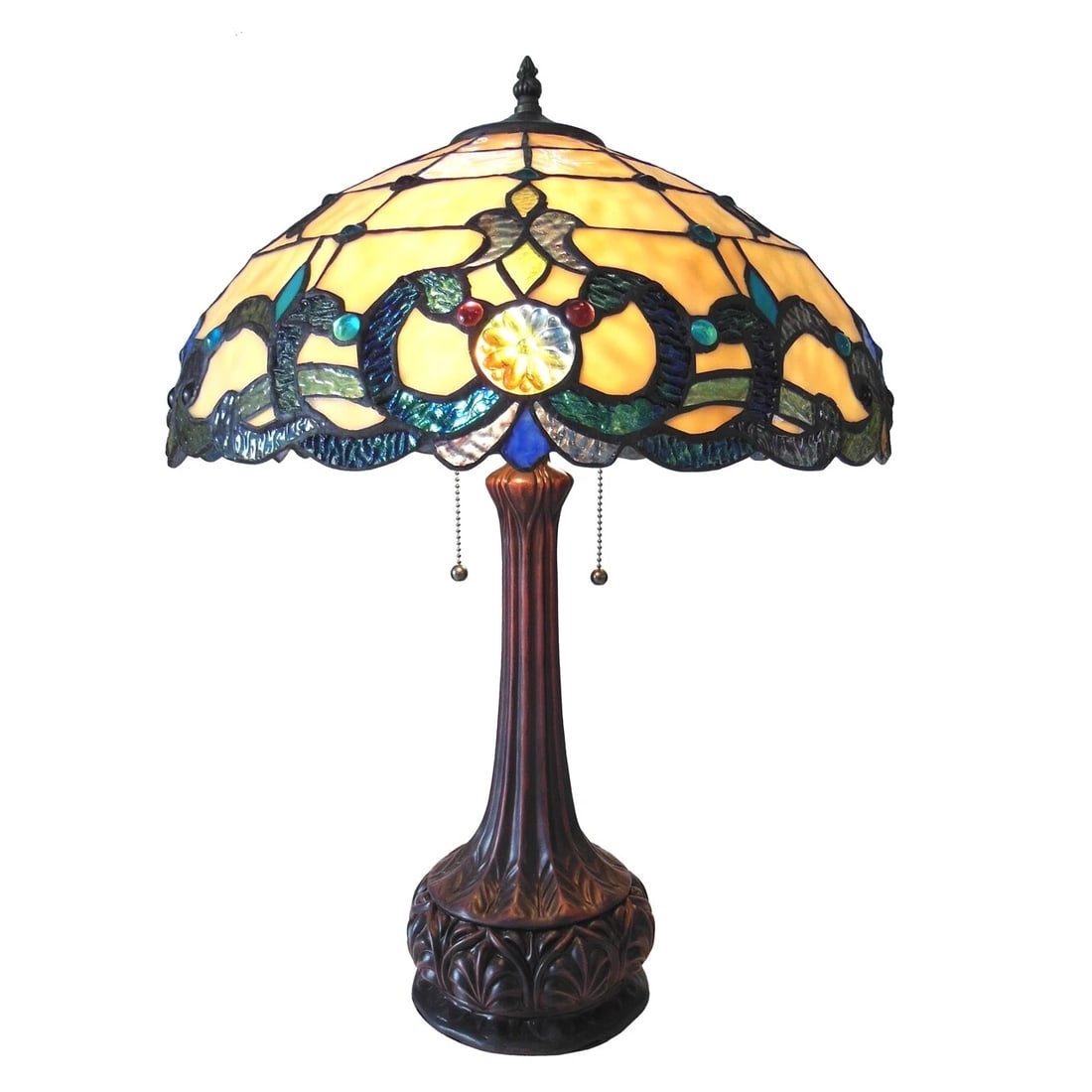 25" Victorian Style Stained Glass Table Lamp: 25" Tall x 18" Illuminate your space with the timeless beauty of our reproduction stained glass table Lamp. This exquisite lamp features a hand-made stained glass shade. These captivating