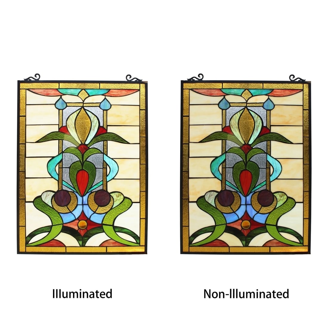 25" Rectangle Stained Glass Hanging Window Pane Suncatcher - 3