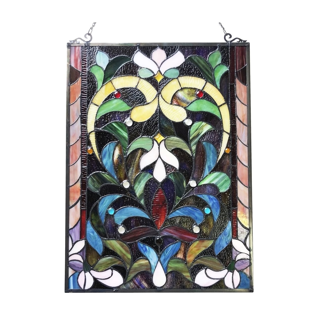 24" Rectangle Stained Glass Hanging Window Pane Suncatcher - 2