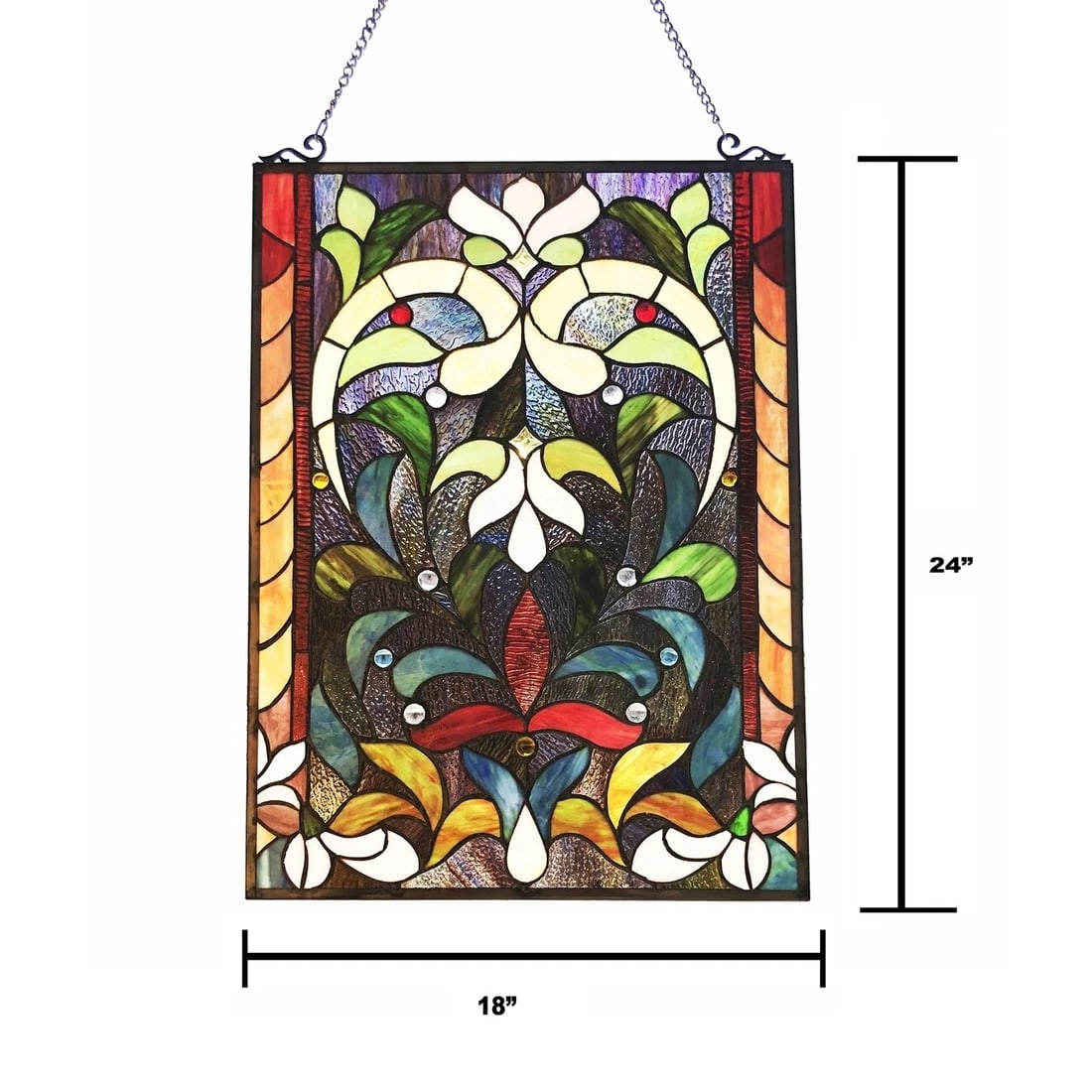 24" Rectangle Stained Glass Hanging Window Pane Suncatcher - 4