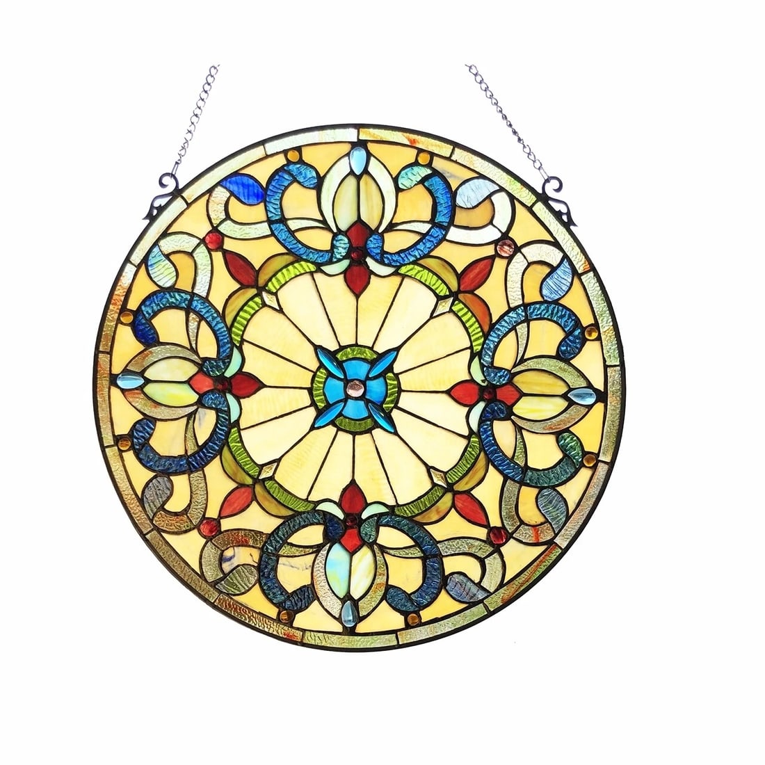 22" Victorian Style Stained Glass Window Panel Suncatcher (1 of 1)