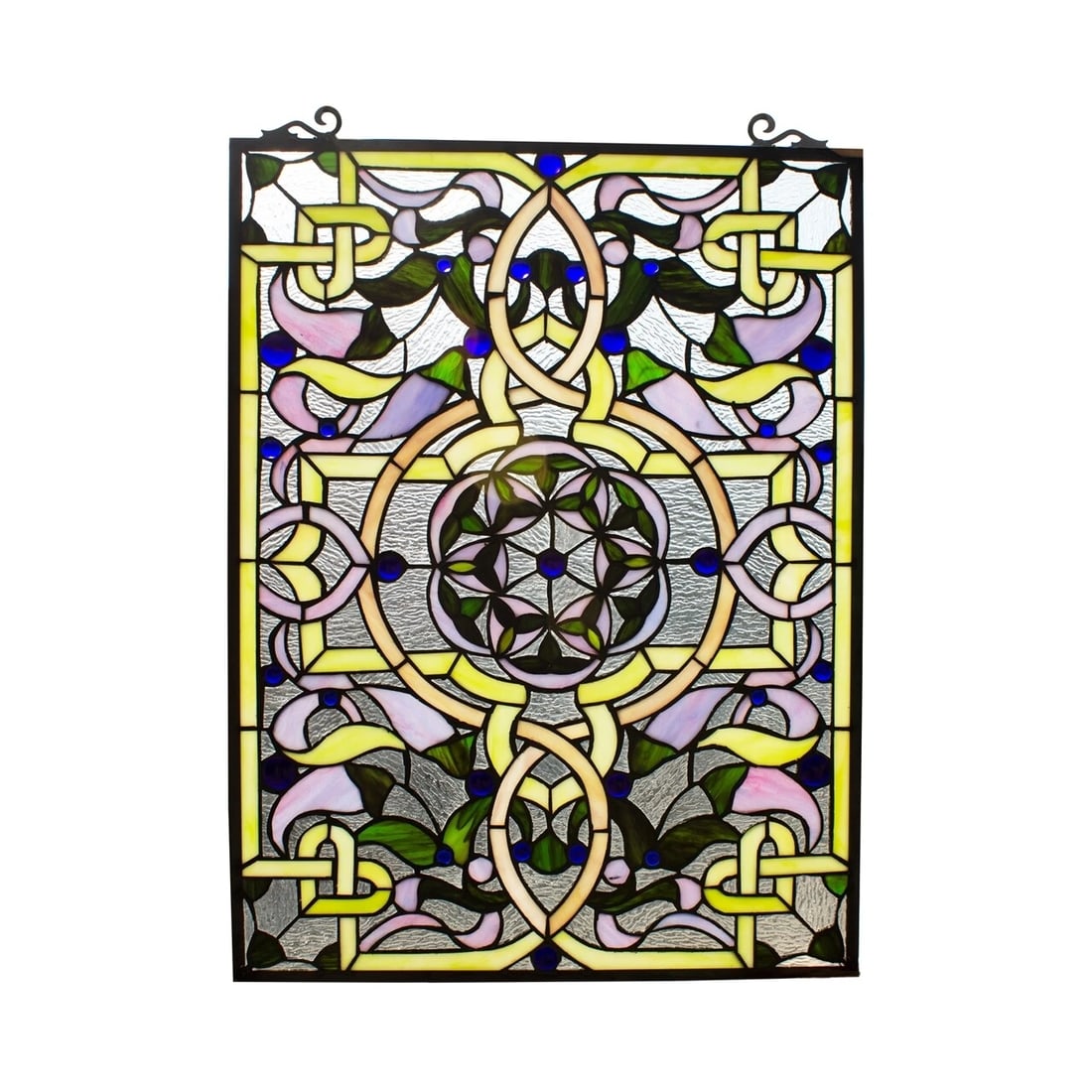 25" Stained Glass Window Hanging Panel Suncatcher: 24.02"x 18.11" Such a wonderful reproduction stained glass window panel. This panel is a true testament to the beauty and craftsmanship of stained glass art, and it is the perfect addition to any wind