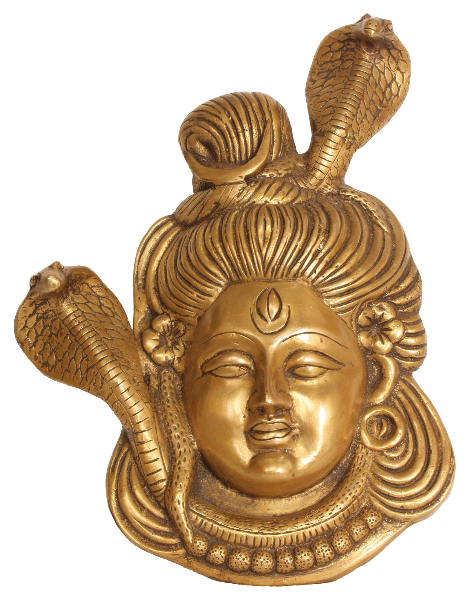 15" Lord Shiva Wall Hanging Statue in Brass | Handmade | Made in India: Description: “In the dance of creation, Shiva's cosmic movements shape the universe's eternal rhythm." This Nataraja-style wall hanging made of brass shows Lord Shiva as a symbol of his glorious dan