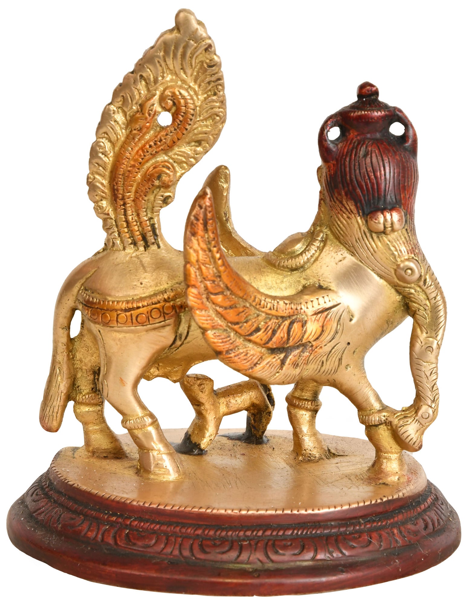 4" Brass Kamadhenu Cow Sculpture | Handmade | Made in India - 2