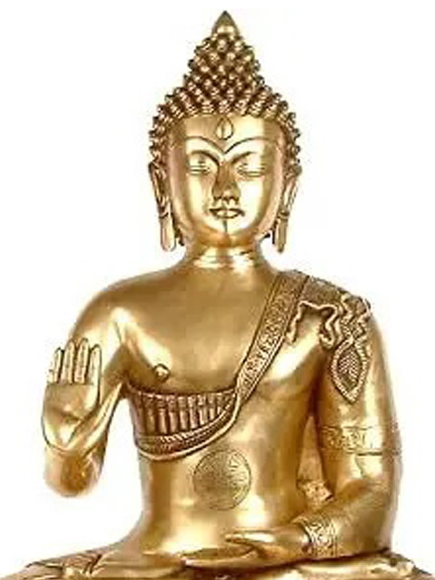 22" Large Size The Buddha Blesses In Brass | Handmade | Made In India - 2