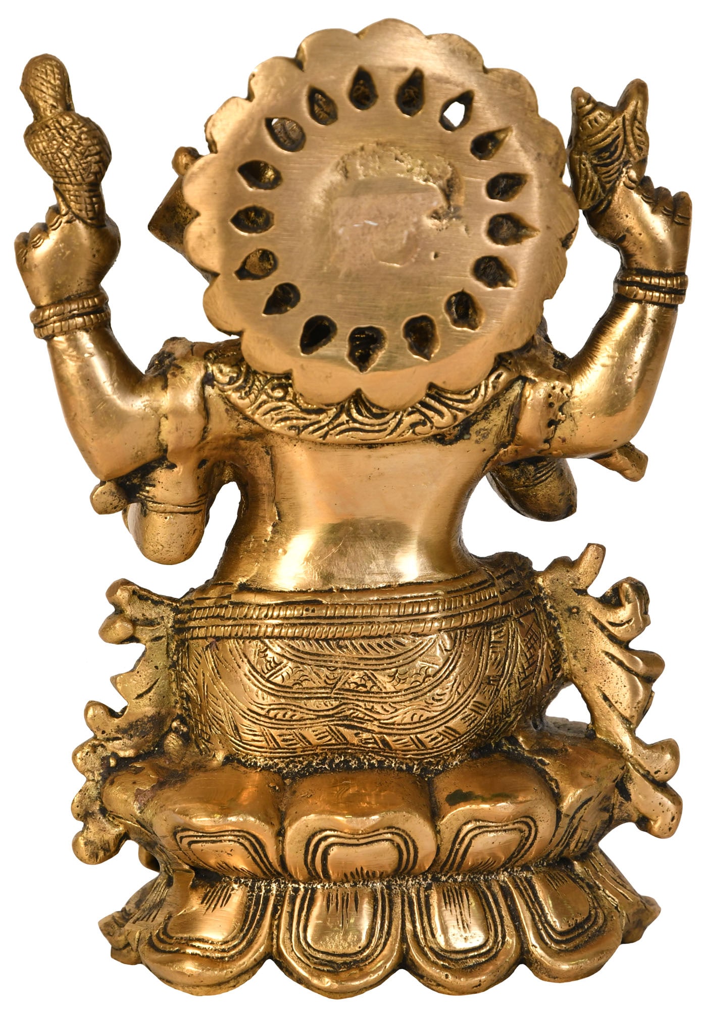 7" Kamalasana Ganesha In Brass | Handmade | Made In India - 2