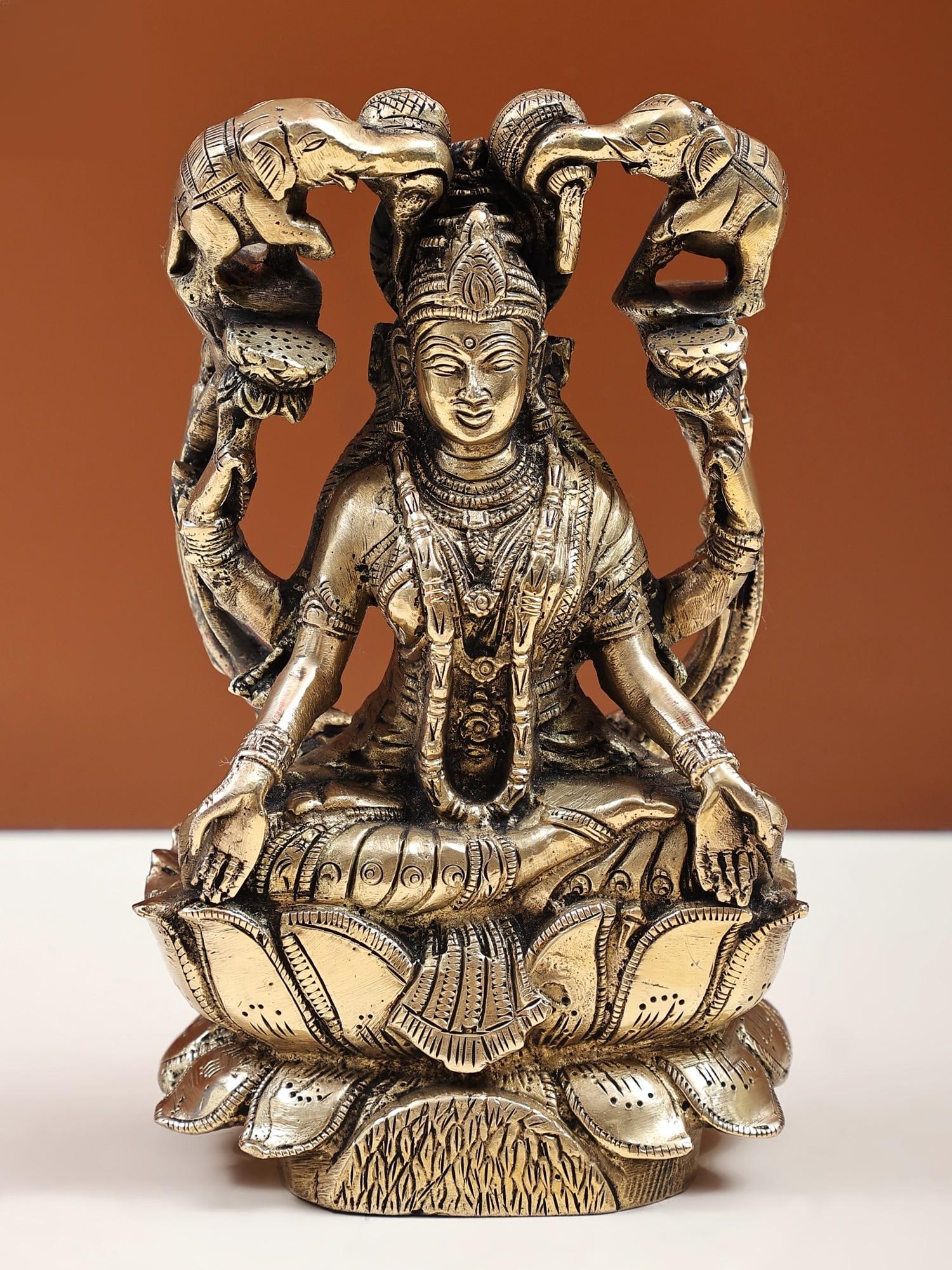 7" Gajalakshmi In Brass | Handmade (1 of 2)