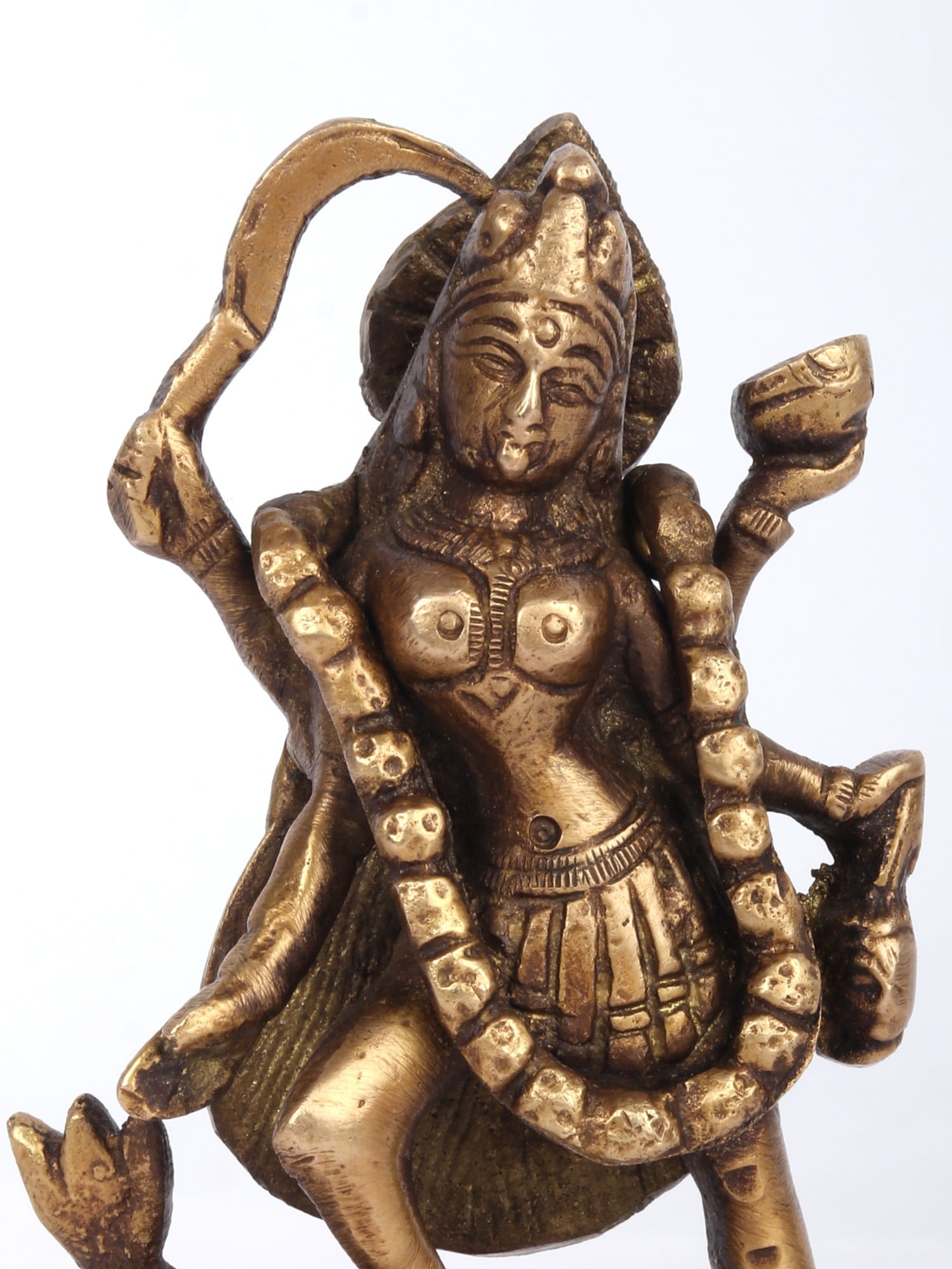 4" Small Mother Kali Statue In Brass | Handmade | Made In India - 2