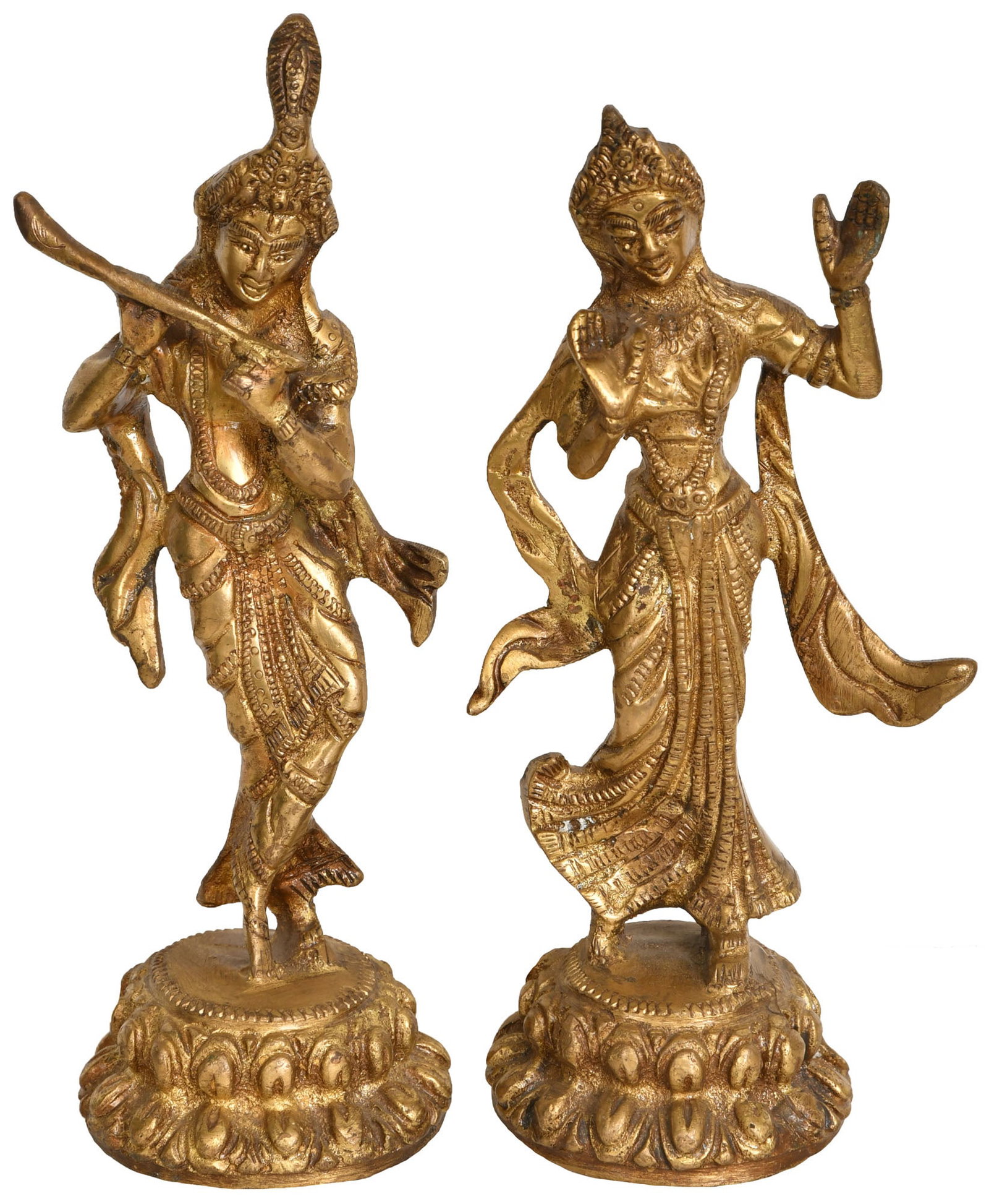 7" Radha Krishna In Brass | Handmade | Made In India: Description: 7" Radha Krishna In Brass | Handmade | Made In India itemcode: EM40 Reserve: $94 Shipping: Domestic: Shipping rates are determined by destination International: Foreign shipping rates