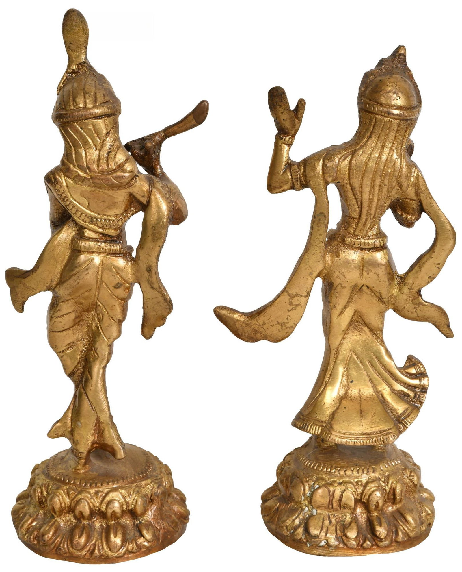 7" Radha Krishna In Brass | Handmade | Made In India - 2