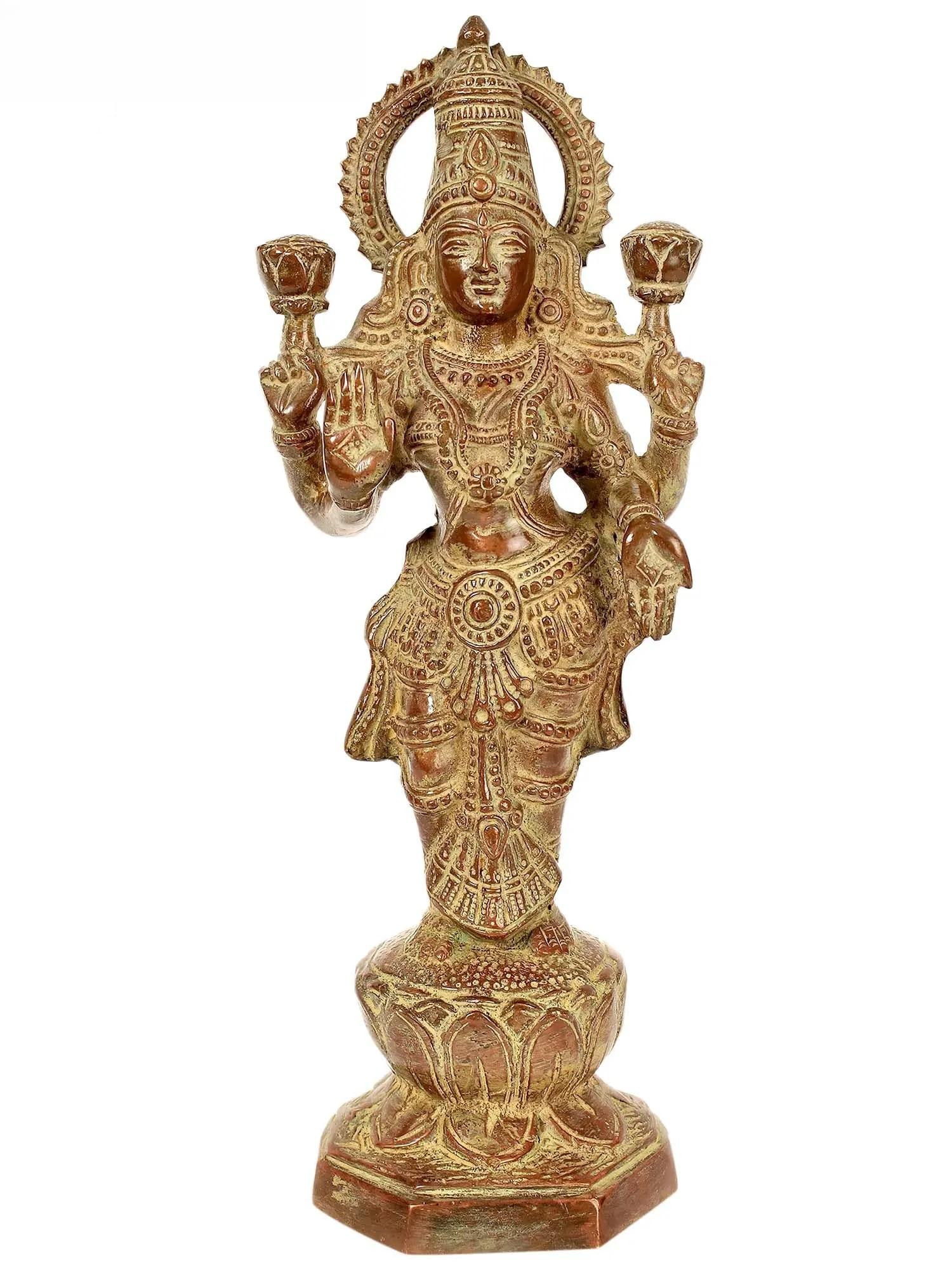 13" Padmakara Lakshmi Idol in Brass - Handmade, Made in India | Divine Home Decor (1 of 1)