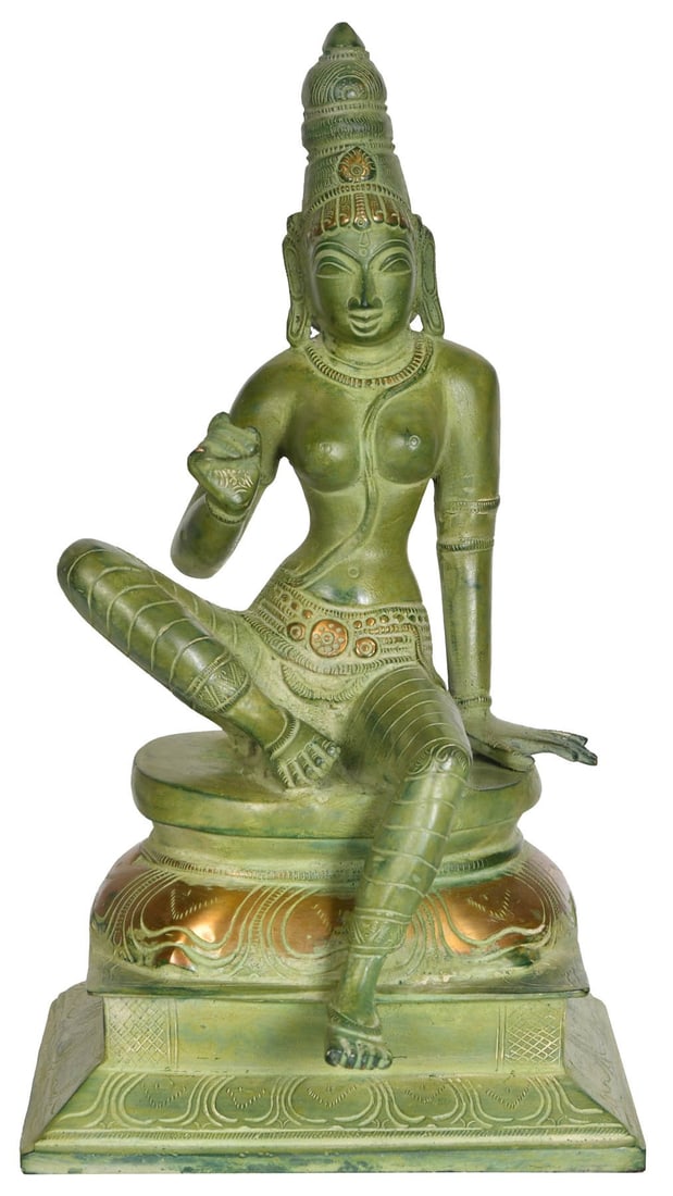 12" Seated Goddess Uma (Parvati) In Brass | Handmade | Made In India: Description: 12" Seated Goddess Uma (Parvati) In Brass | Handmade | Made In India itemcode: EQ37 Reserve: $357 Shipping: Domestic: Shipping rates are determined by destination International: Foreign