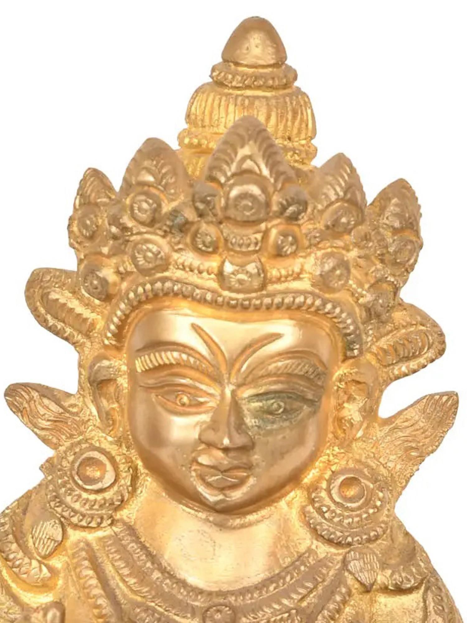7" Kubera (Tibetan Buddhist Deity) In Brass | Handmade | Made In India - 2