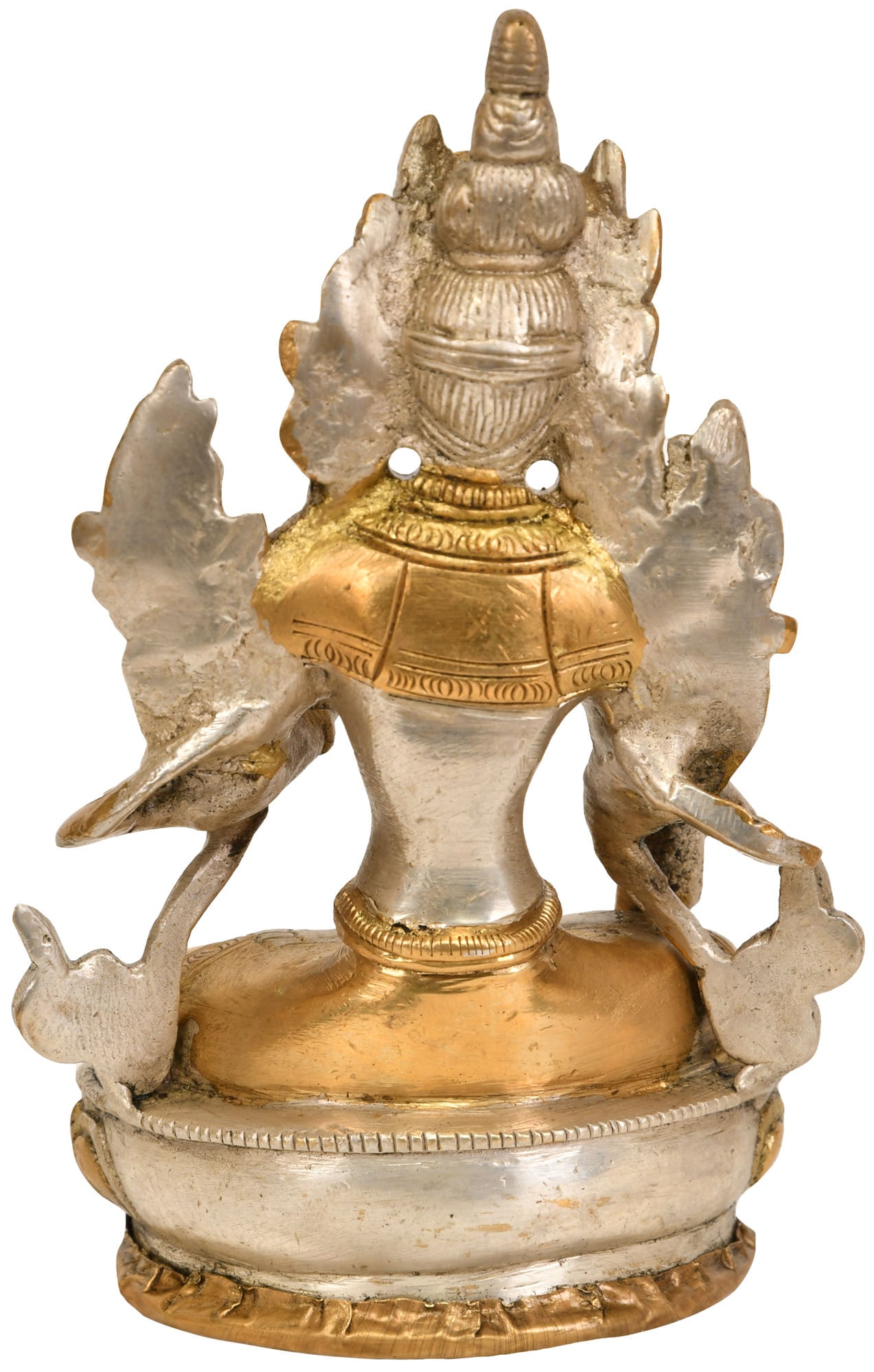 5" Goddess White Tara Idol in Brass | Tibetan Buddhist Deity Statue - 2