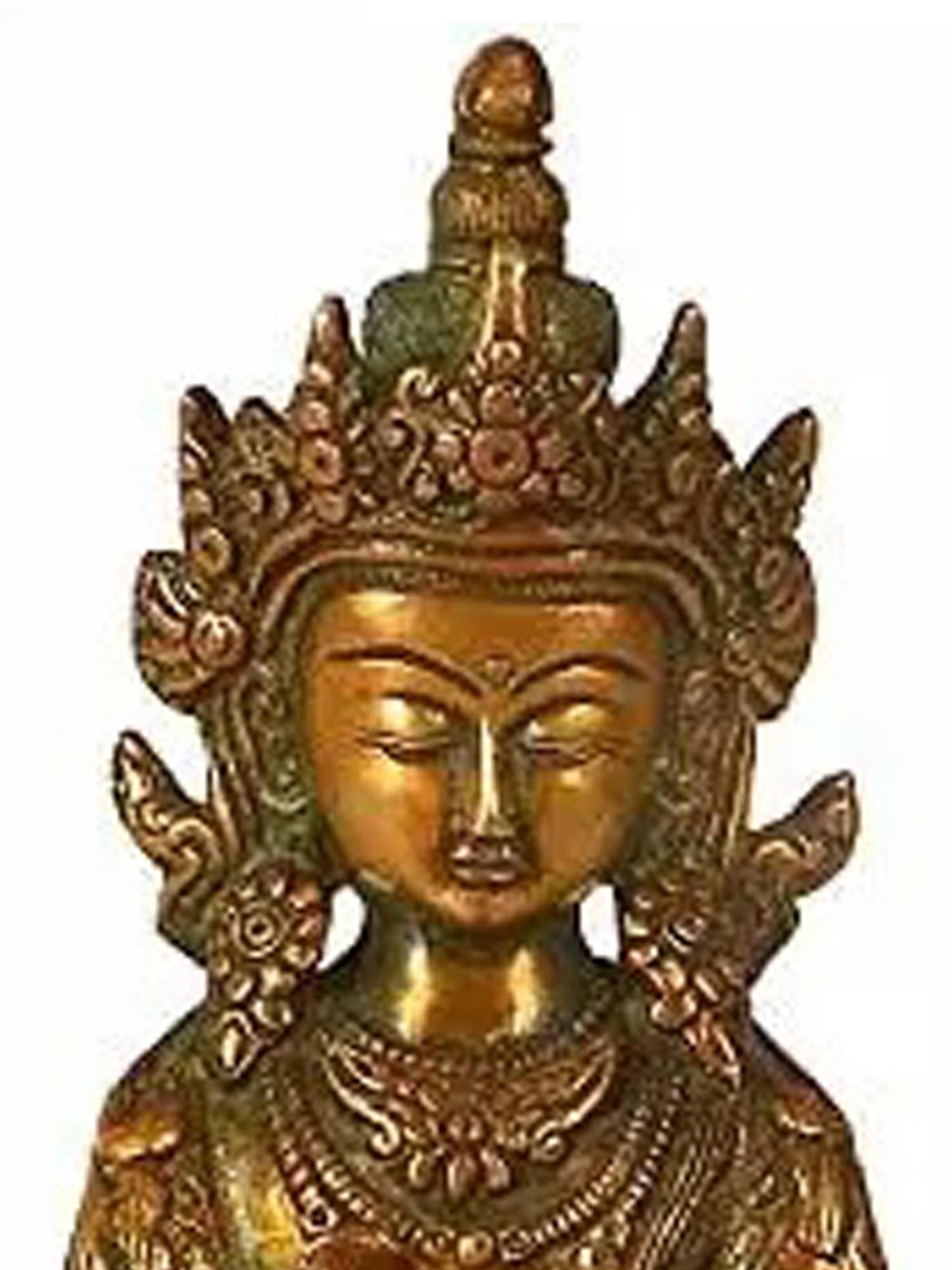 8" Vajradhara (Tibetan Buddhist Deity) In Brass | Handmade | Made In India - 2