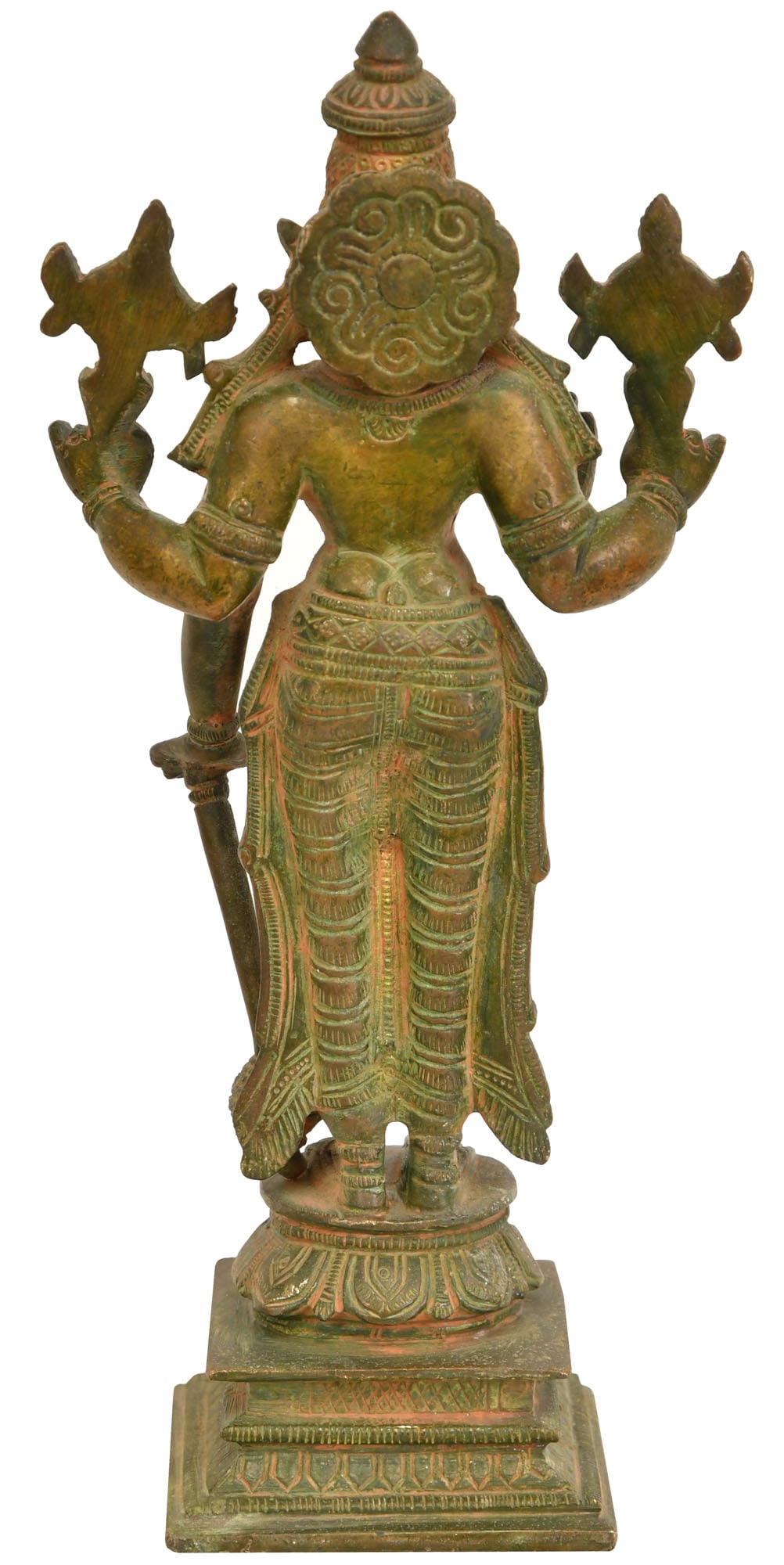 8" Four Armed Standing Vishnu Idol in Brass | Handmade | Made in India - 2