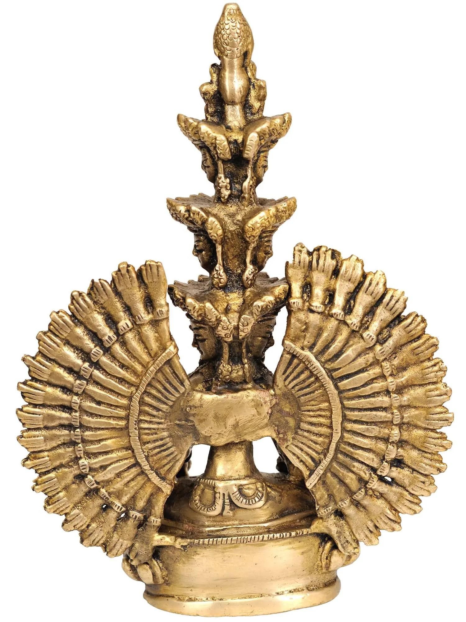 7" Thousand-Armed Avalokiteshvara Brass Idol | Handmade Buddhist Deity Statue | Made in India - 2