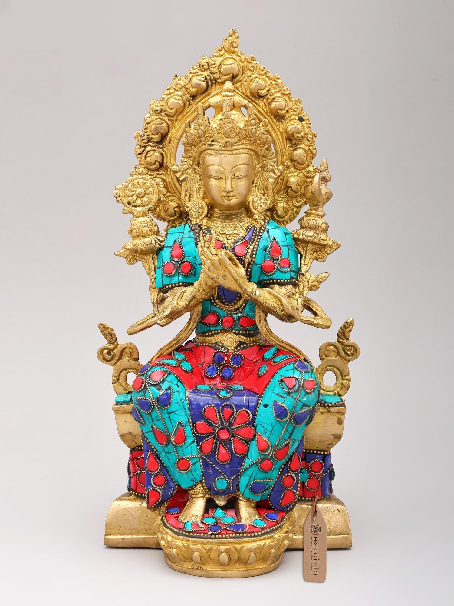 11" Tibetan Buddhist Deity Maitreya Buddha In Brass | Handmade | Made In India (1 of 2)