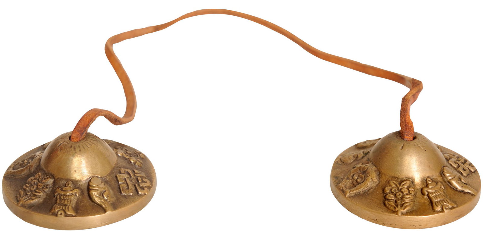 Small 2" Ashtamangala Tibetan Buddhist Cymbals In Brass | Handmade | Made In India (1 of 1)