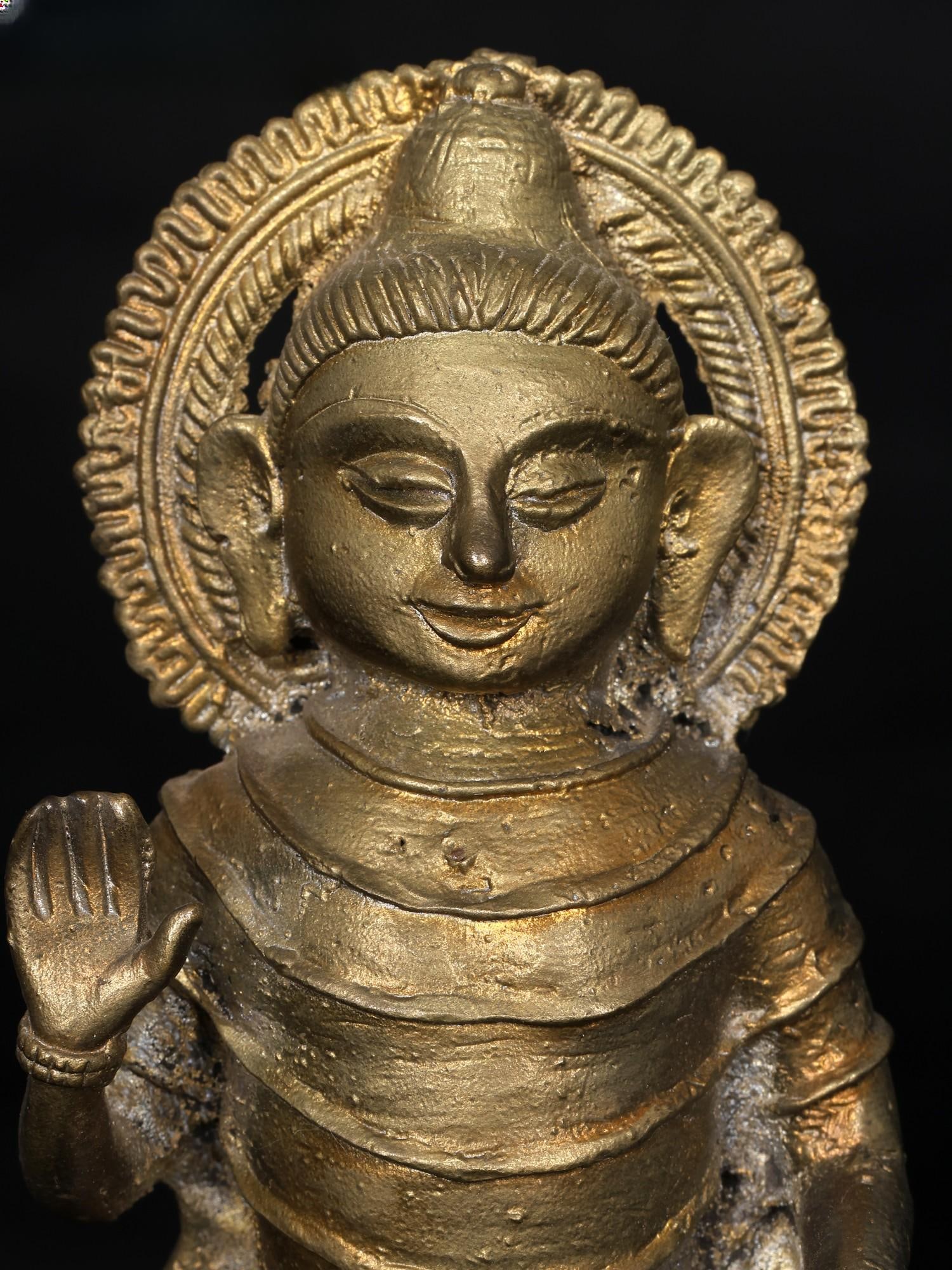 8" Tribal Buddha In Brass | Handmade | Made In India - 2
