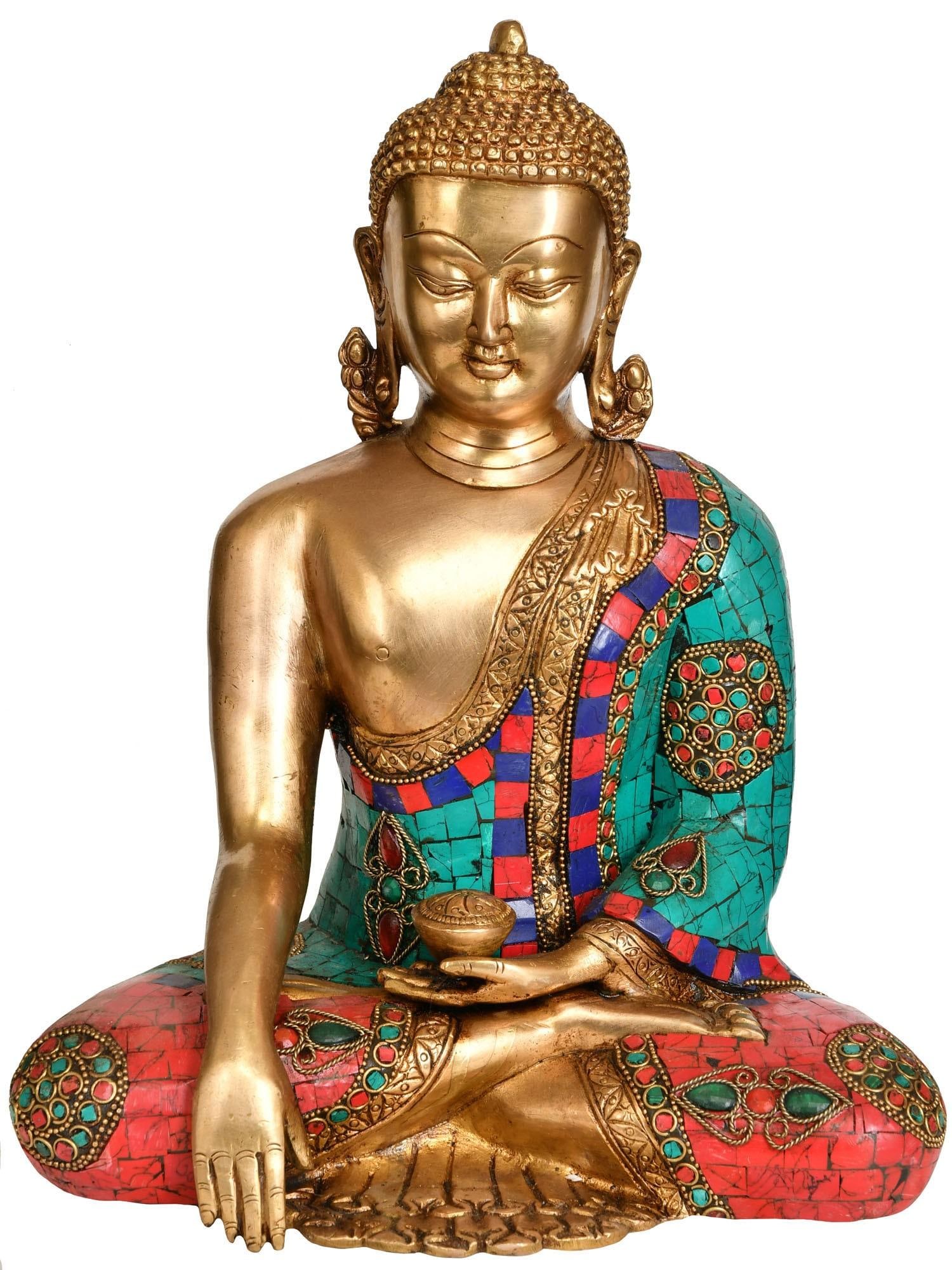 12" Tibetan Buddhist Deity Buddha in Mara Vijay Mudra In Brass | Handmade | Made In India: Description: 12" Tibetan Buddhist Deity Buddha in Mara Vijay Mudra In Brass | Handmade | Made In India itemcode: EV58 Reserve: $409 Shipping: Domestic: Shipping rates are determined by destination