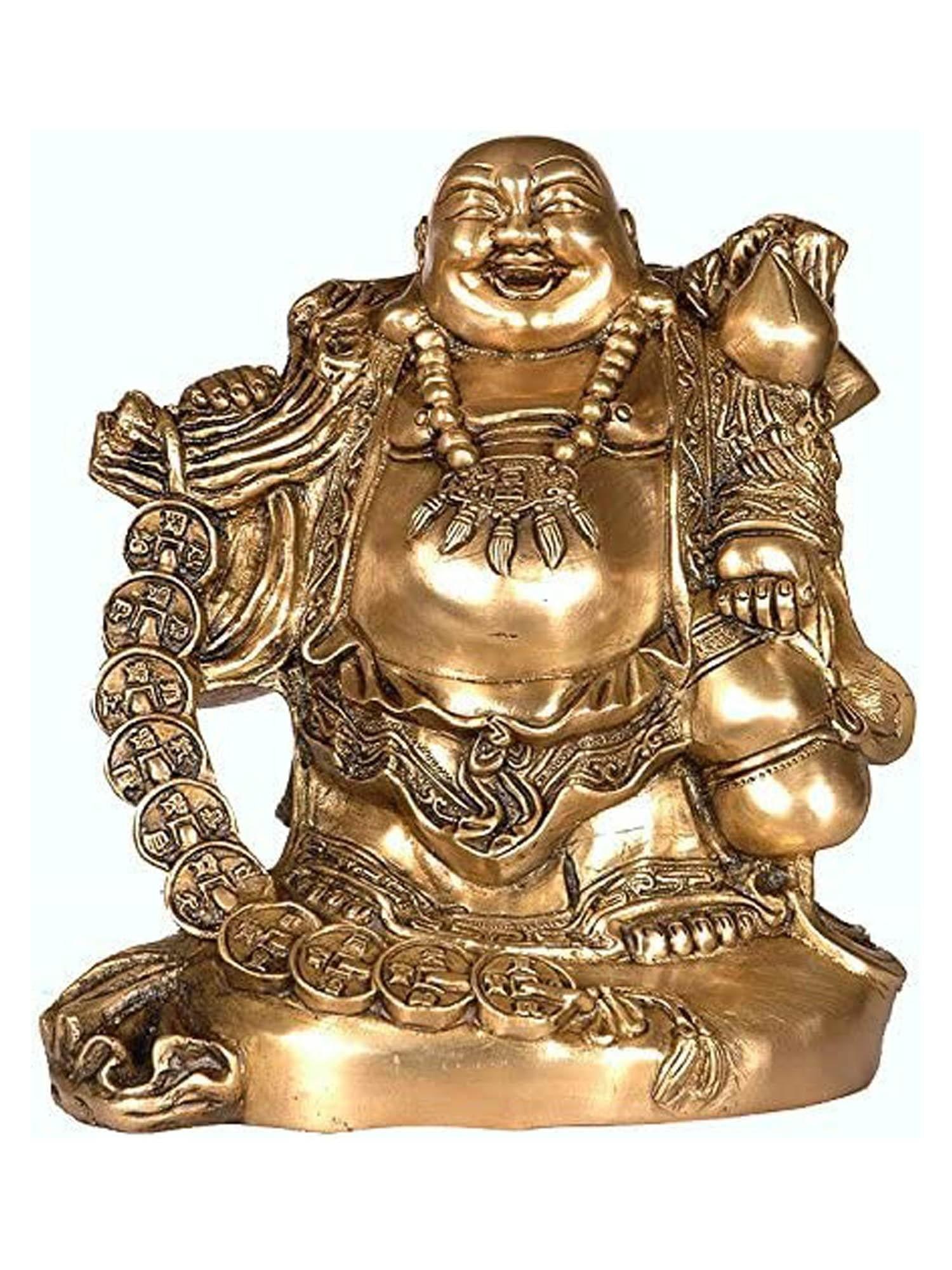 10" The Joyous Laughing Buddha In Brass | Handmade | Made In India (1 of 2)