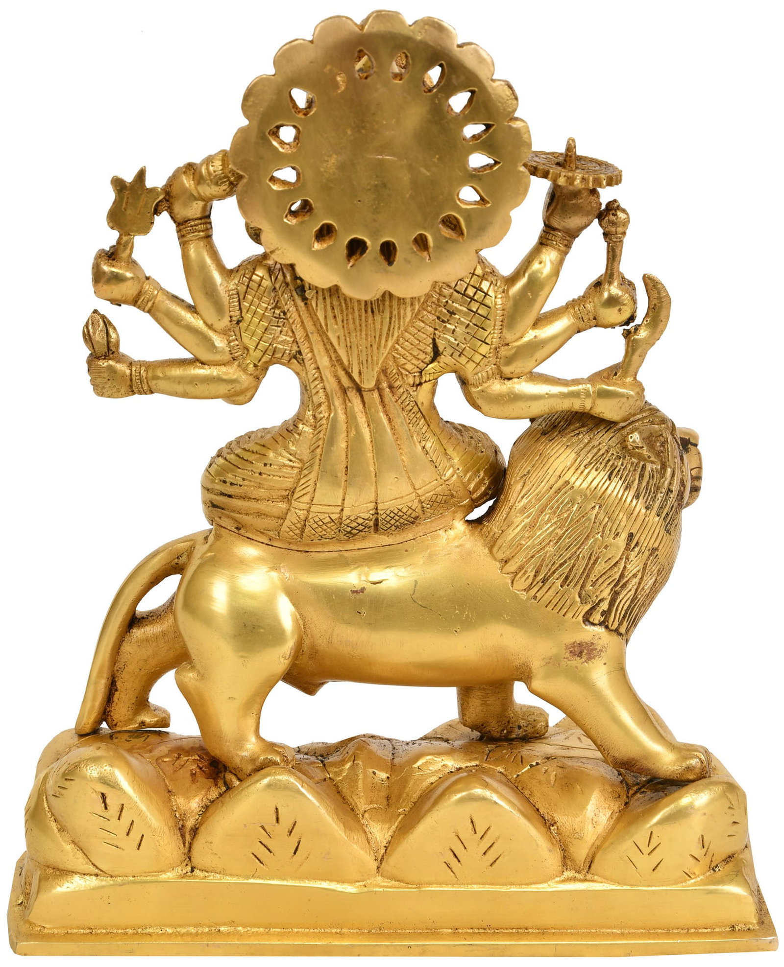9" Mother Goddess Durga In Brass | Handmade | Made In India - 2