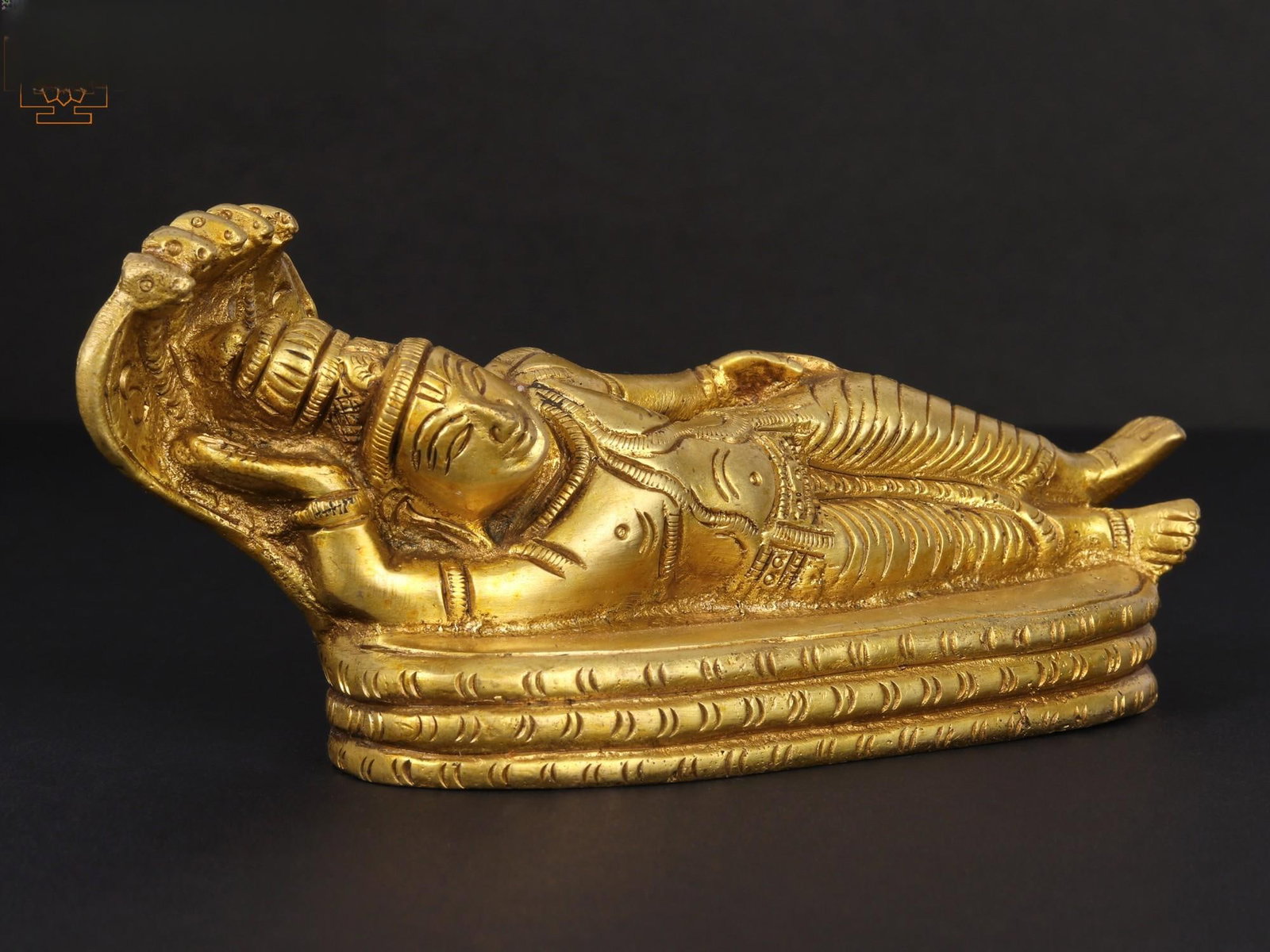 6" Lord Vishnu Idol in Yoga Nidra In Brass | Handmade | Made In India - 2