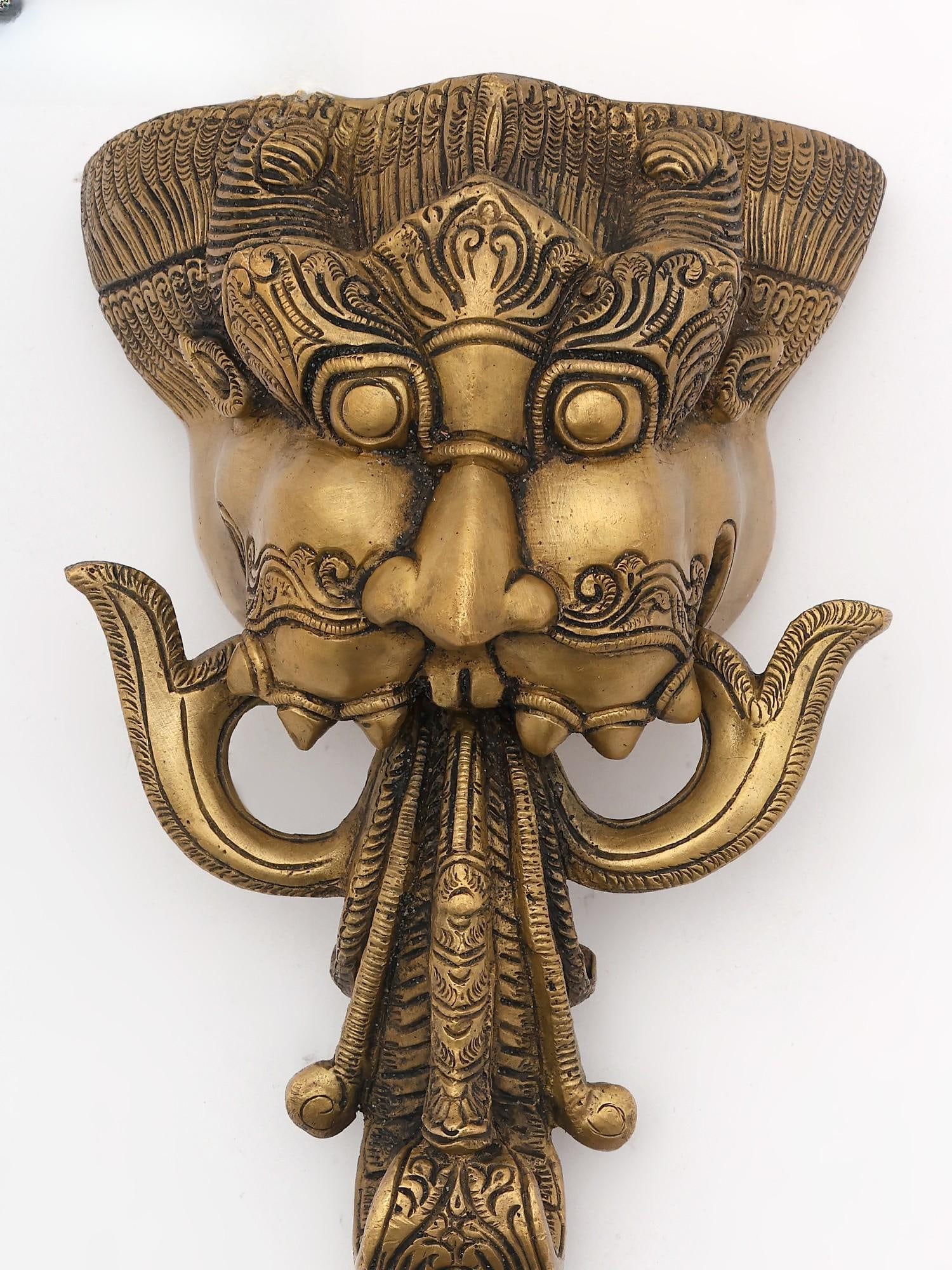 Brass Kirtimukha Hanging Bell | Handmade | Made In India - 2