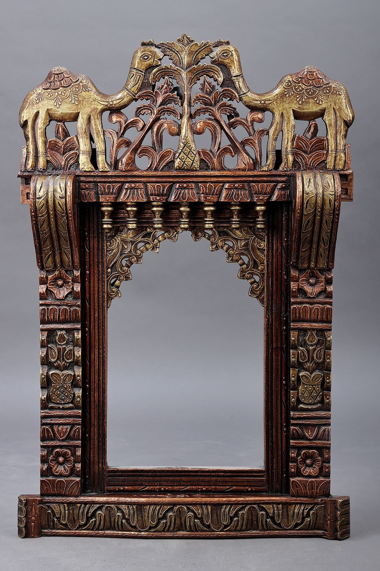 34" Large Hand Painted Camel Design Jharokha (Window) | Wood Jharokha | Handmade Art | Made In India: Description: Structurally constructed with elaborate details and craftsmanship, the Jharokha window is a work of art inspired by mehal architecture from the north-west. Jharokha is crafted from