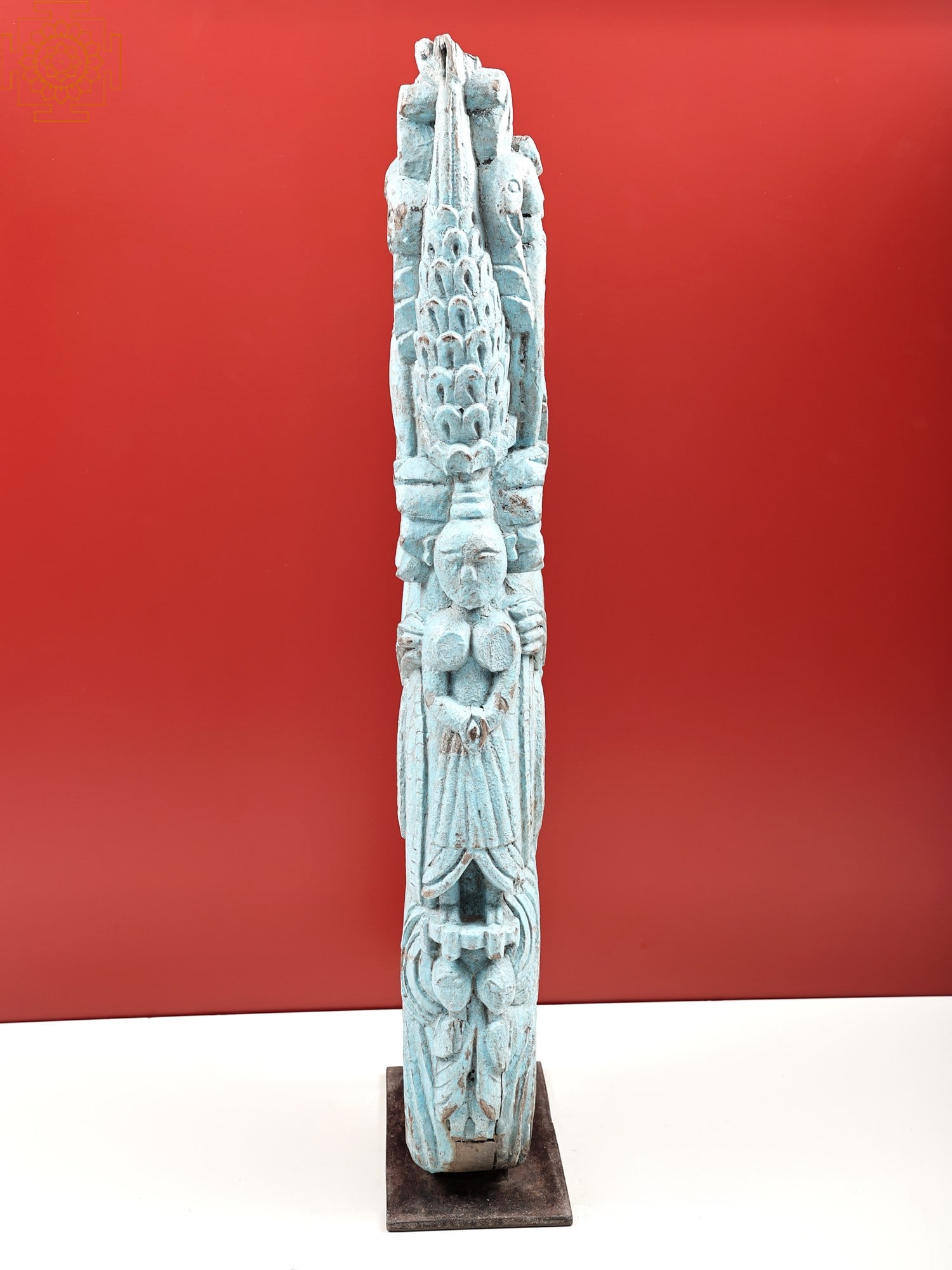 38" Carved Architectural Wooden Bracket | Handmade - 2
