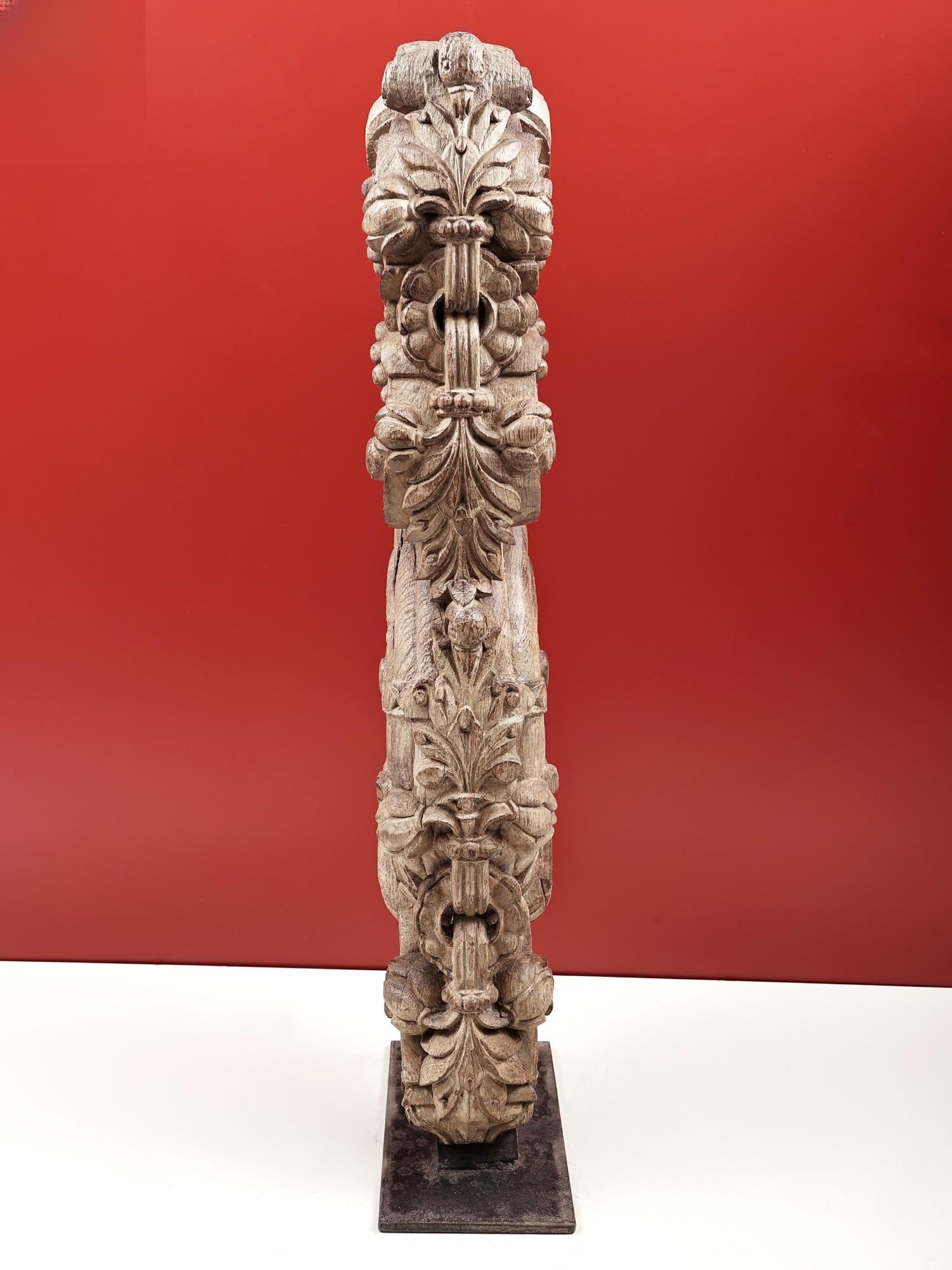 34" Carved Architectural Wooden Bracket | Handmade - 2