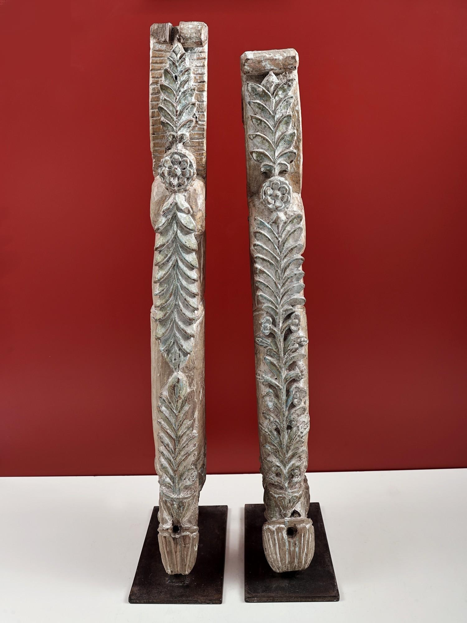 33" Carved Architectural Wooden Bracket (Pair) | Handmade - 2