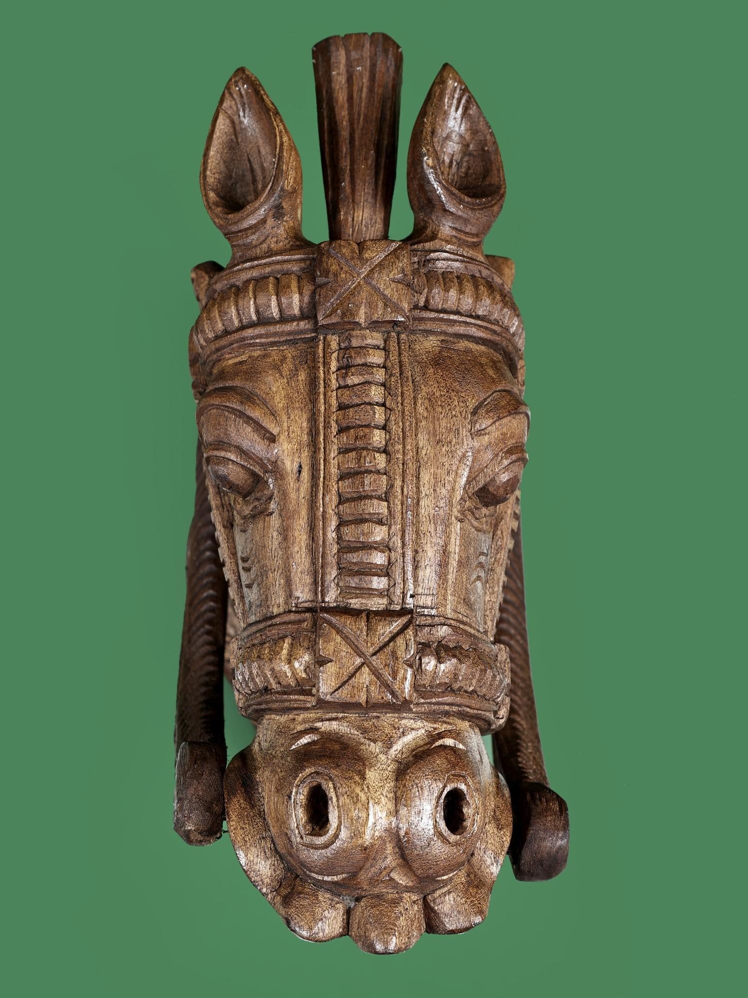 14.5" Wooden Horse Head Wall Hanging | Handmade: Description: In Plains culture, horses are considered the wildest beast of the most powerful native tribe. The Nez Perce were among the first Native Americans to acquire the horse, developing a breed 