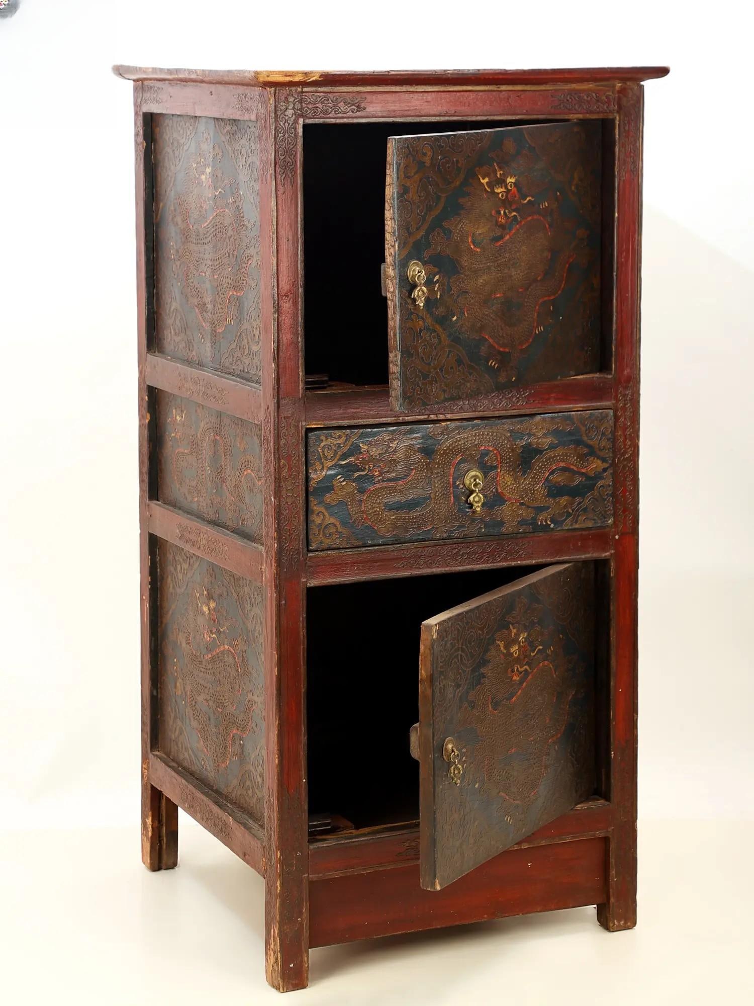 43" Vintage Tibetan Cabinet | Handmade - 2