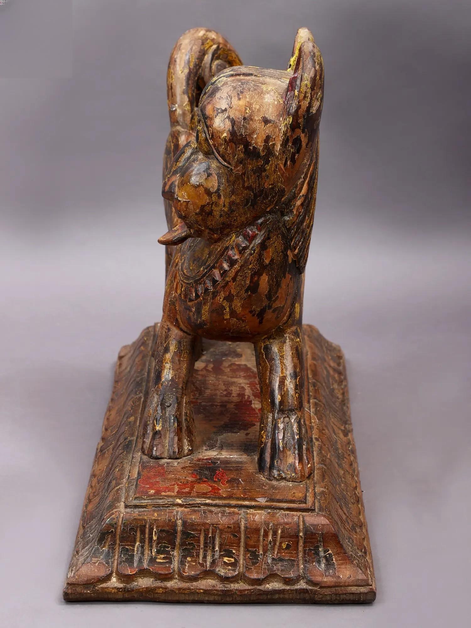24" Vintage Wooden Dog Statue | Handmade - 2