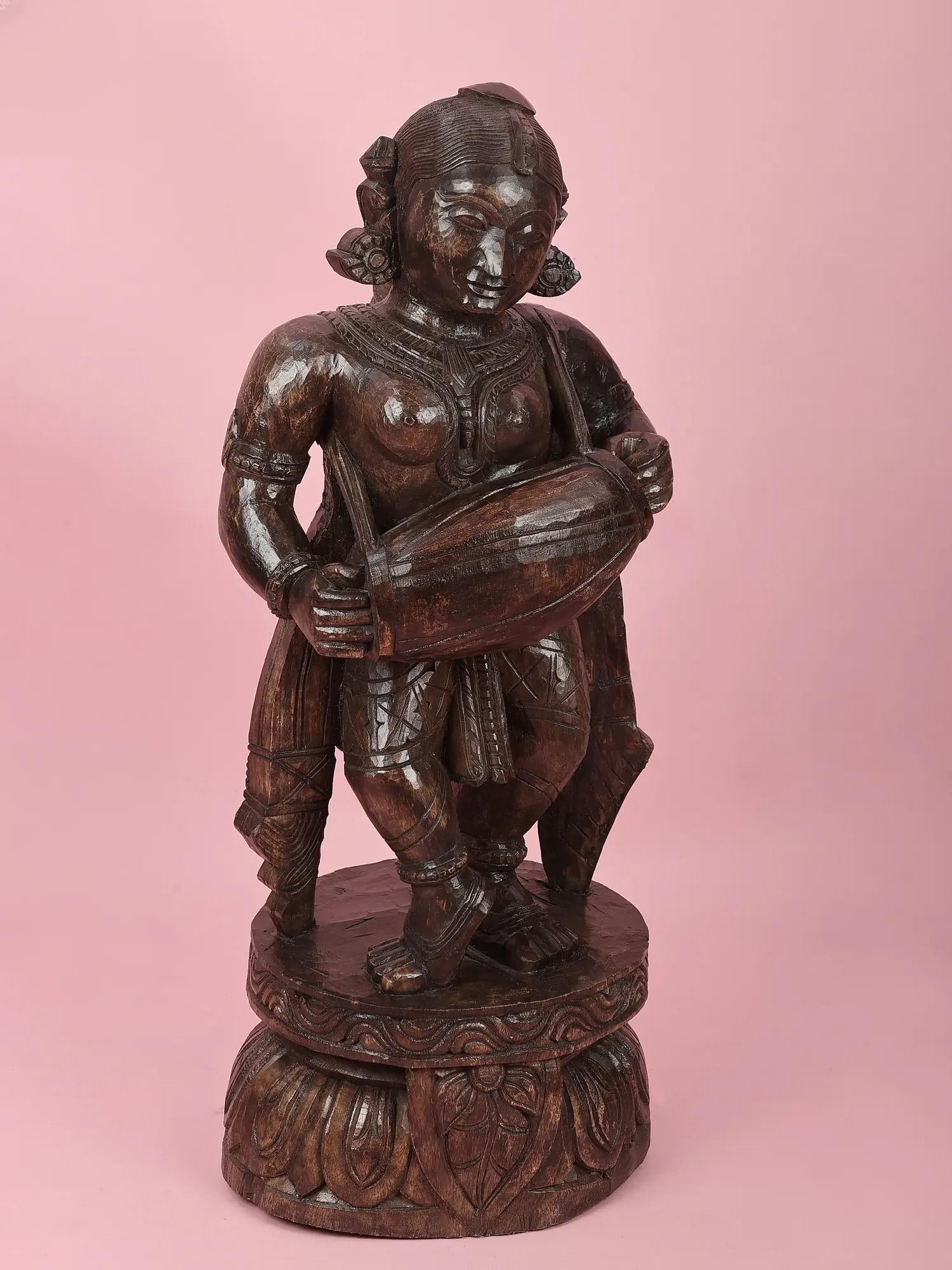 29" Vintage Tribal Musician Lady - 2