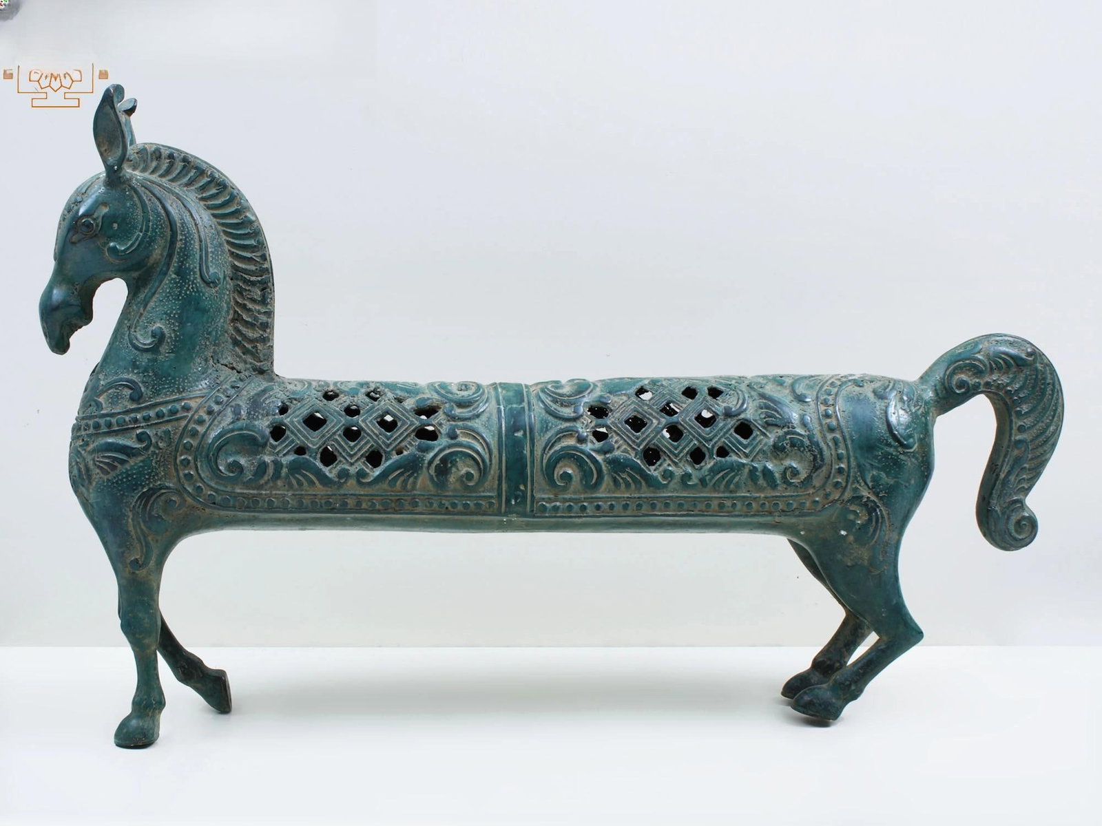 23" Brass Decorative Horse with Carving (1 of 2)