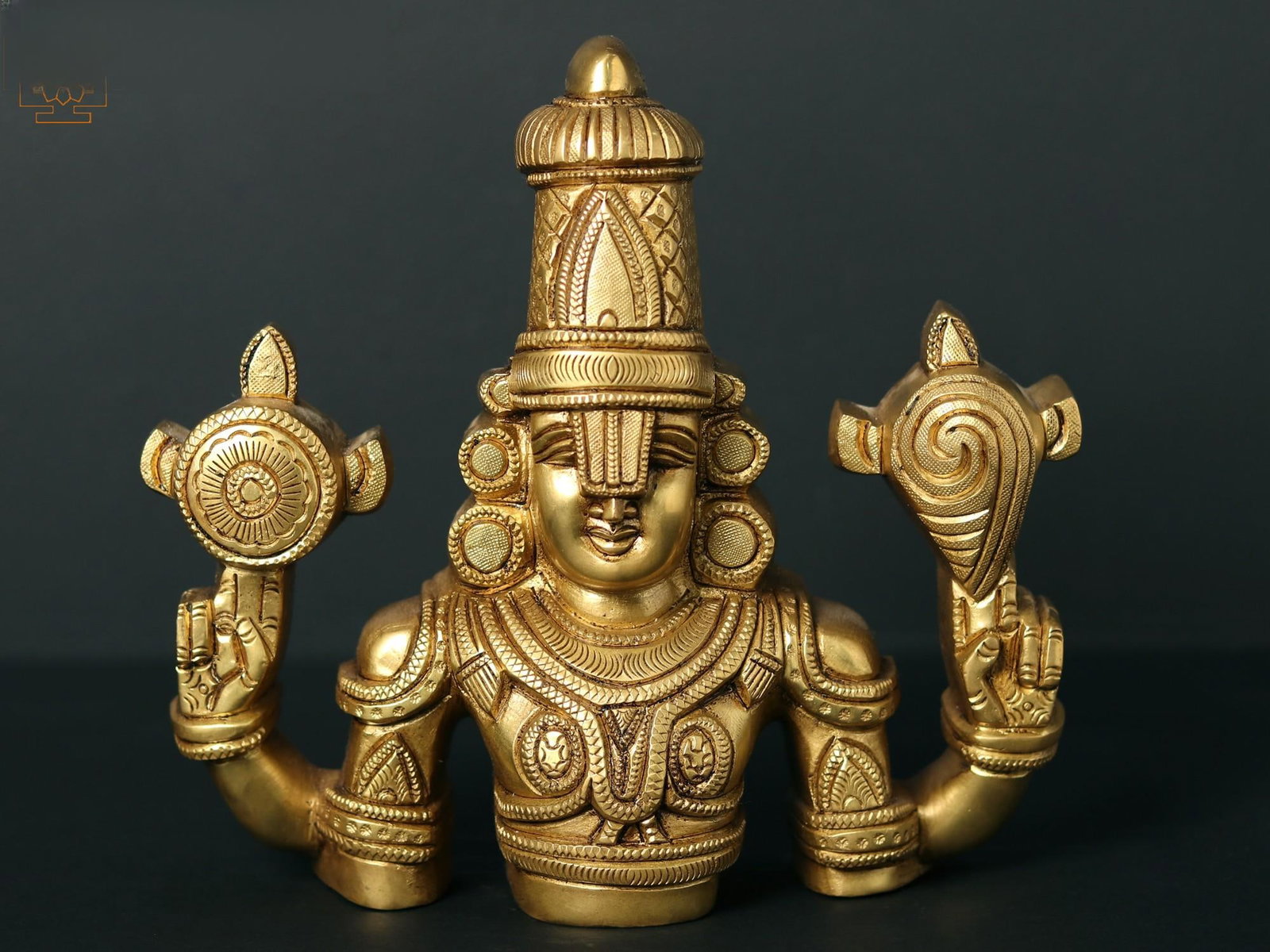 7" Brass Lord Venkateswara Bust (Balaji) Wall Hanging (1 of 2)