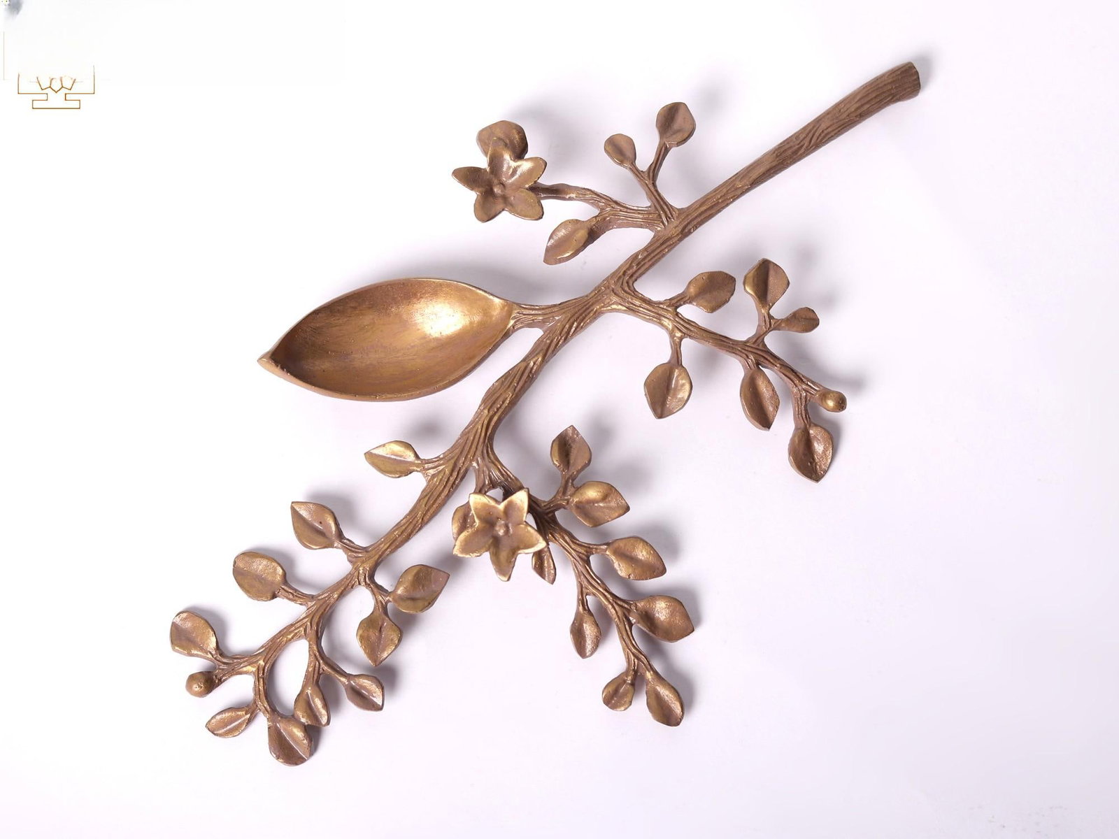 10" Brass Decorative Hand-Painted Tree Branch Diya - 2