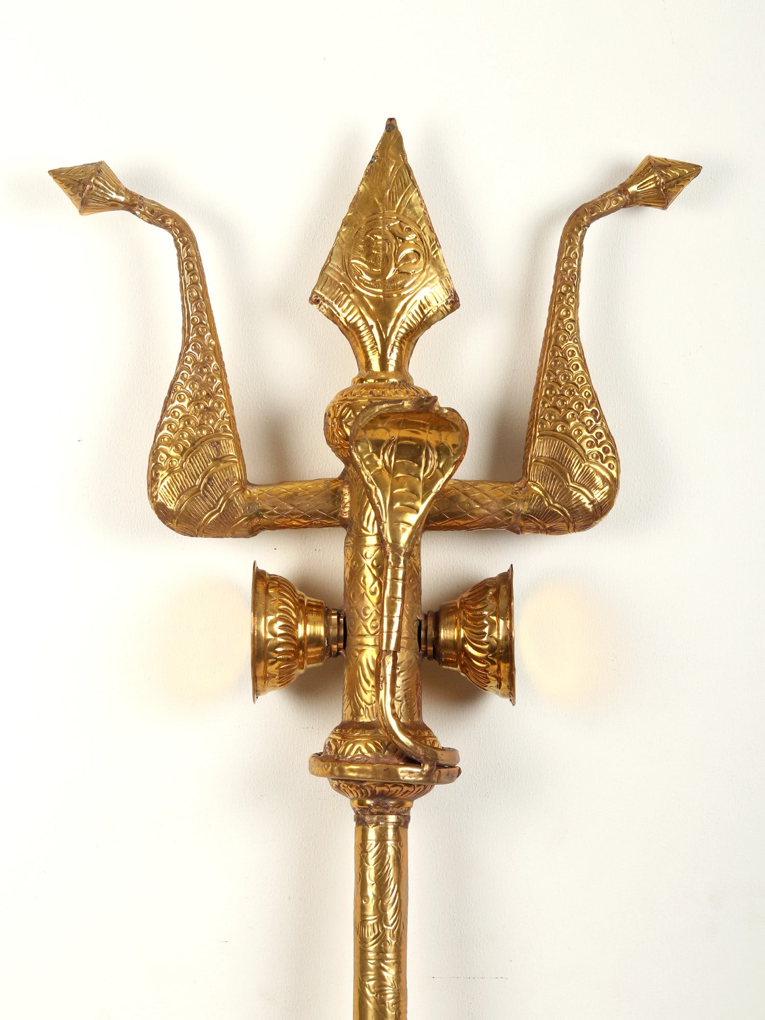 Snake Design Brass Trishul - 2