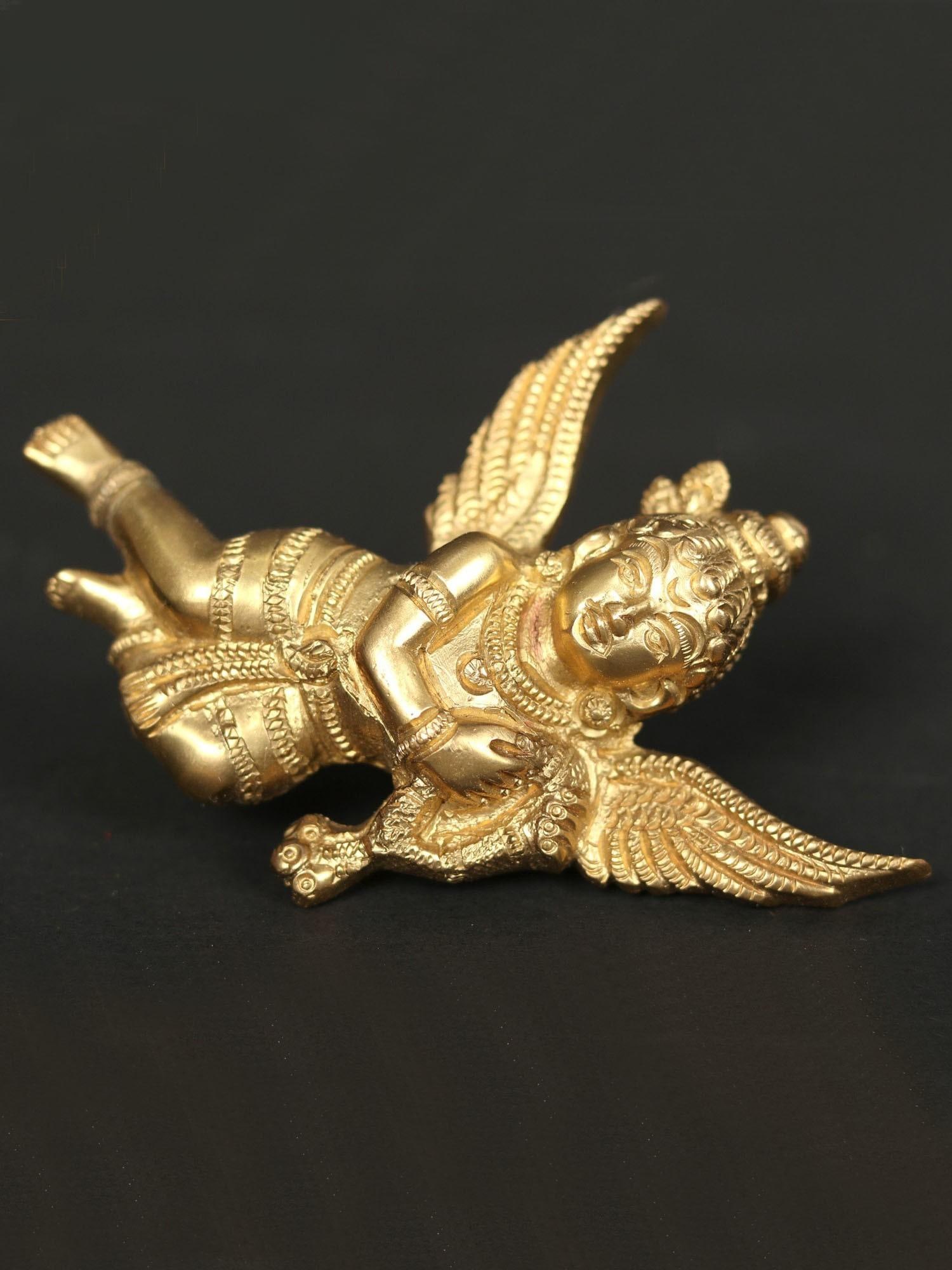3" Small Brass Lord Gandharva Idol | Wall Décor - 2