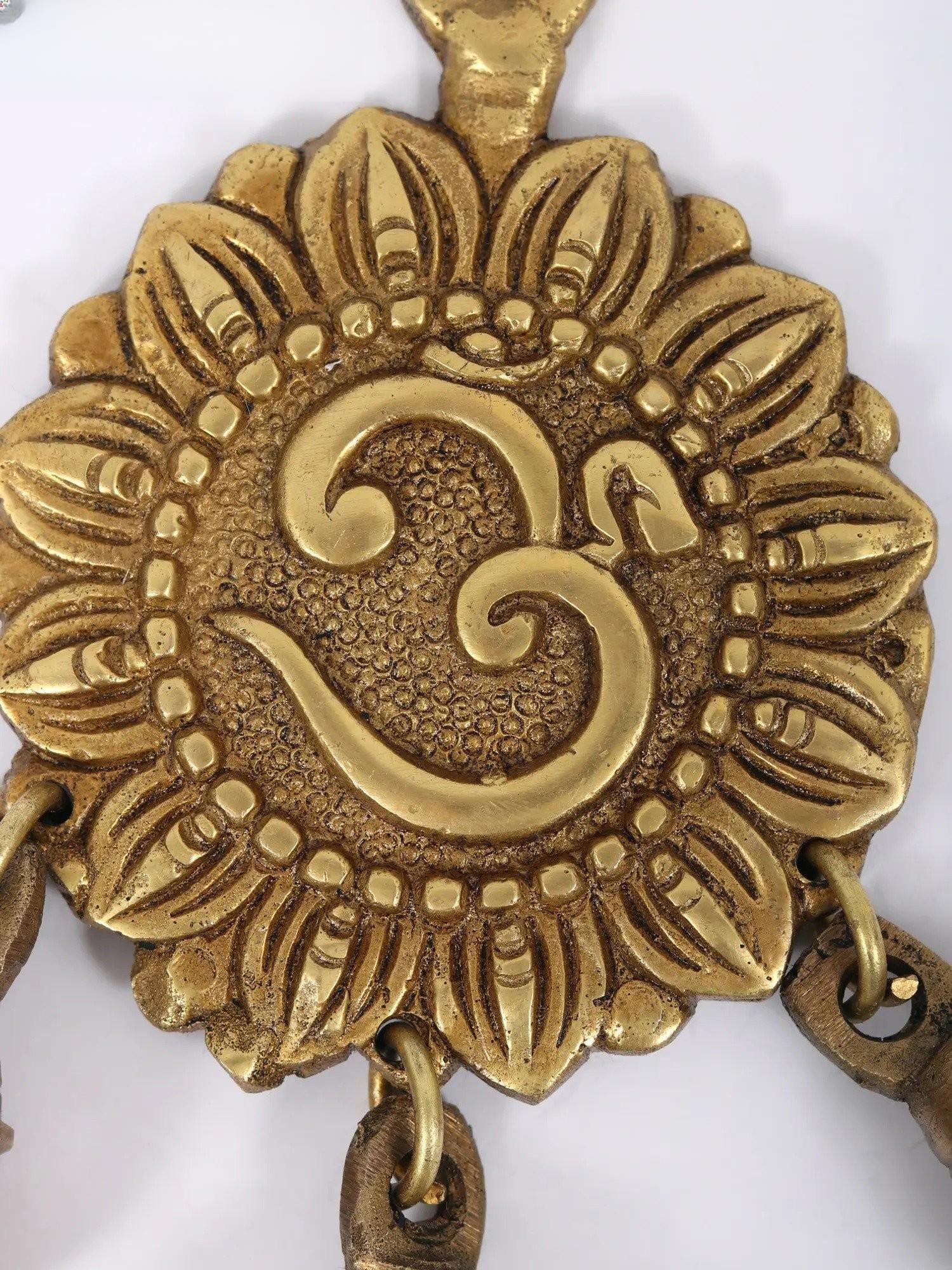 7" Om Hanging Bell in Brass - 2