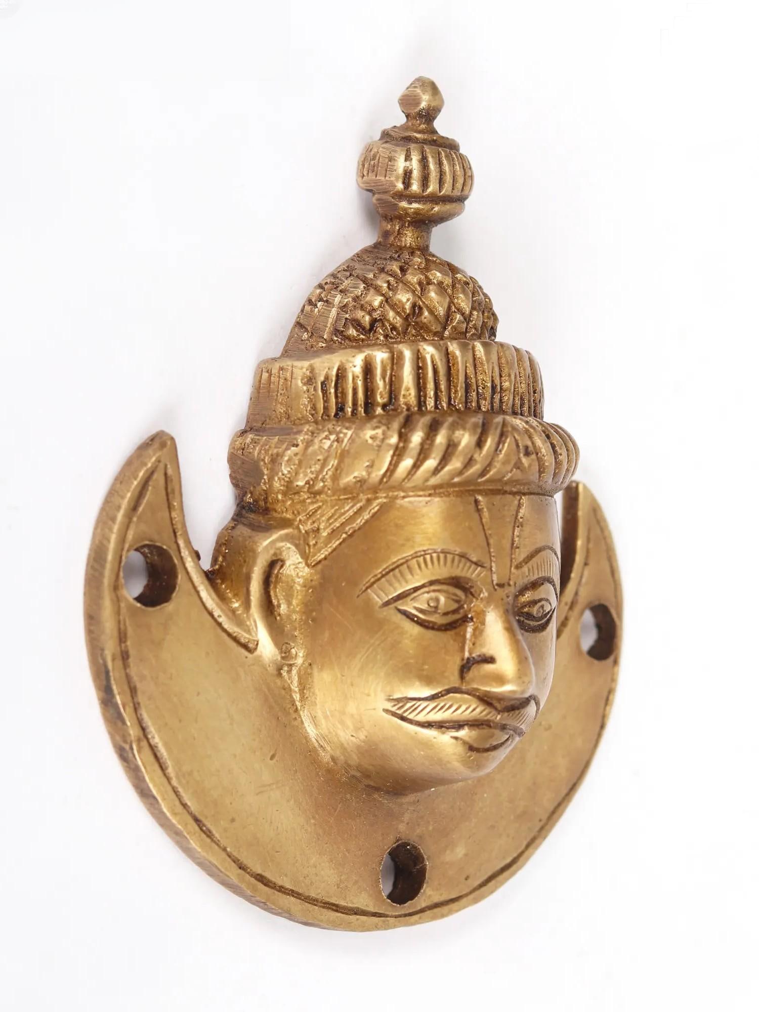 3?? Small Face of Chandra Wall Hanging in Brass - 2