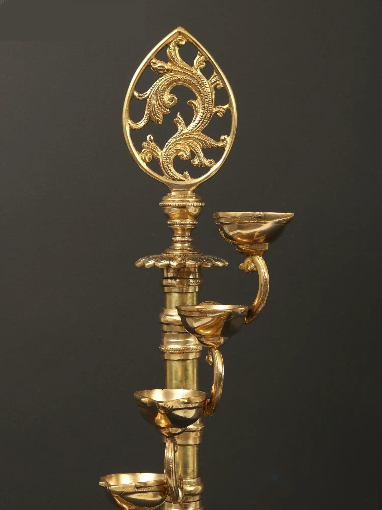 32" Large Eight Wicks Designer Lamp in Brass - 2