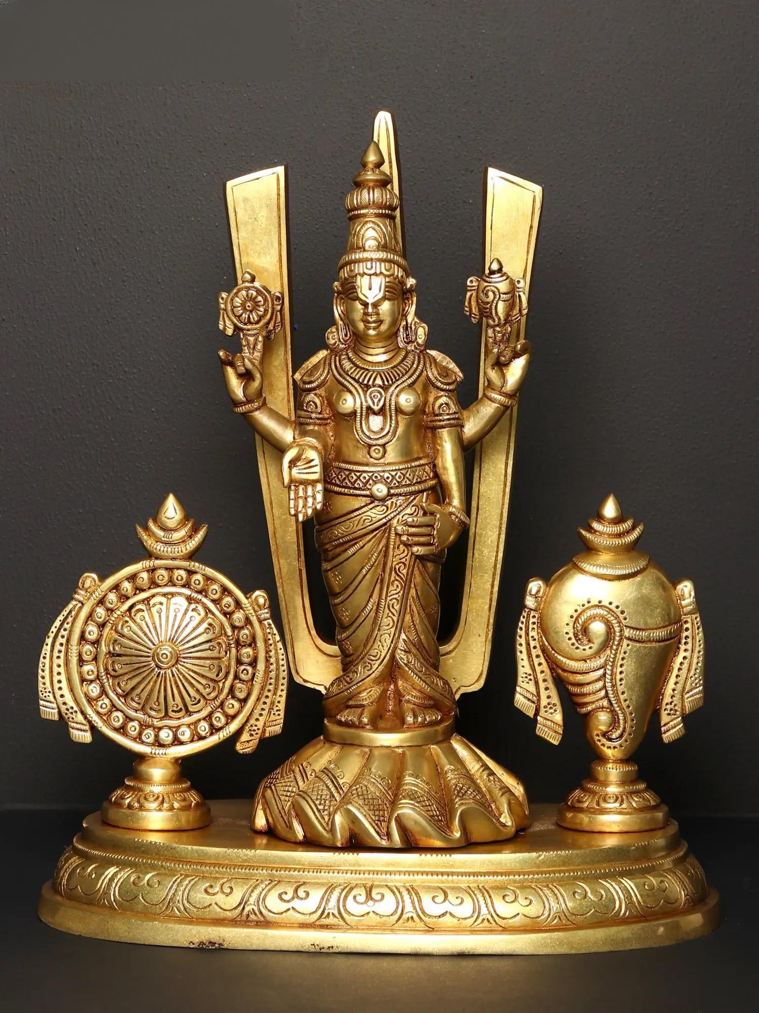 14" Standing Tirupati Balaji (Venkateshvara) with Vaishnava Symbols: Description: 14" Standing Tirupati Balaji (Venkateshvara) with Vaishnava Symbols itemcode: LDC979 Reserve: $491 Shipping: Domestic: Shipping rates are determined by destination International: Foreign