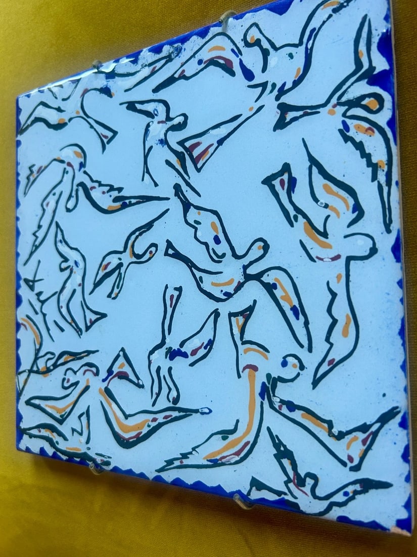 1954 Salvador Dali­ for Maurice Duchin Hand-Painted Ceramic Tile with Bird Motif - 2