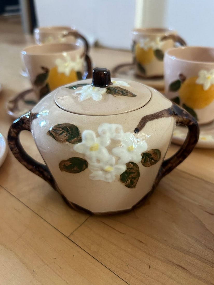Hollywood Orange Blossom Ware Art Pottery Tea Set - 7